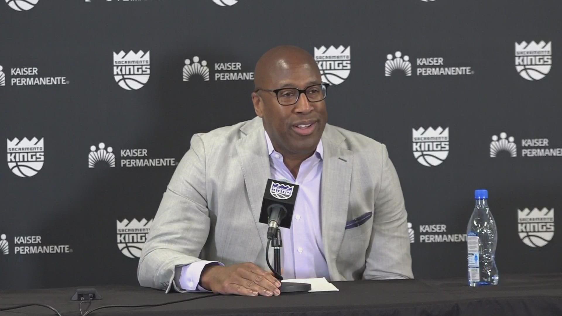 Sacramento King's new head coach, Mike Brown speaks at first press conference.
