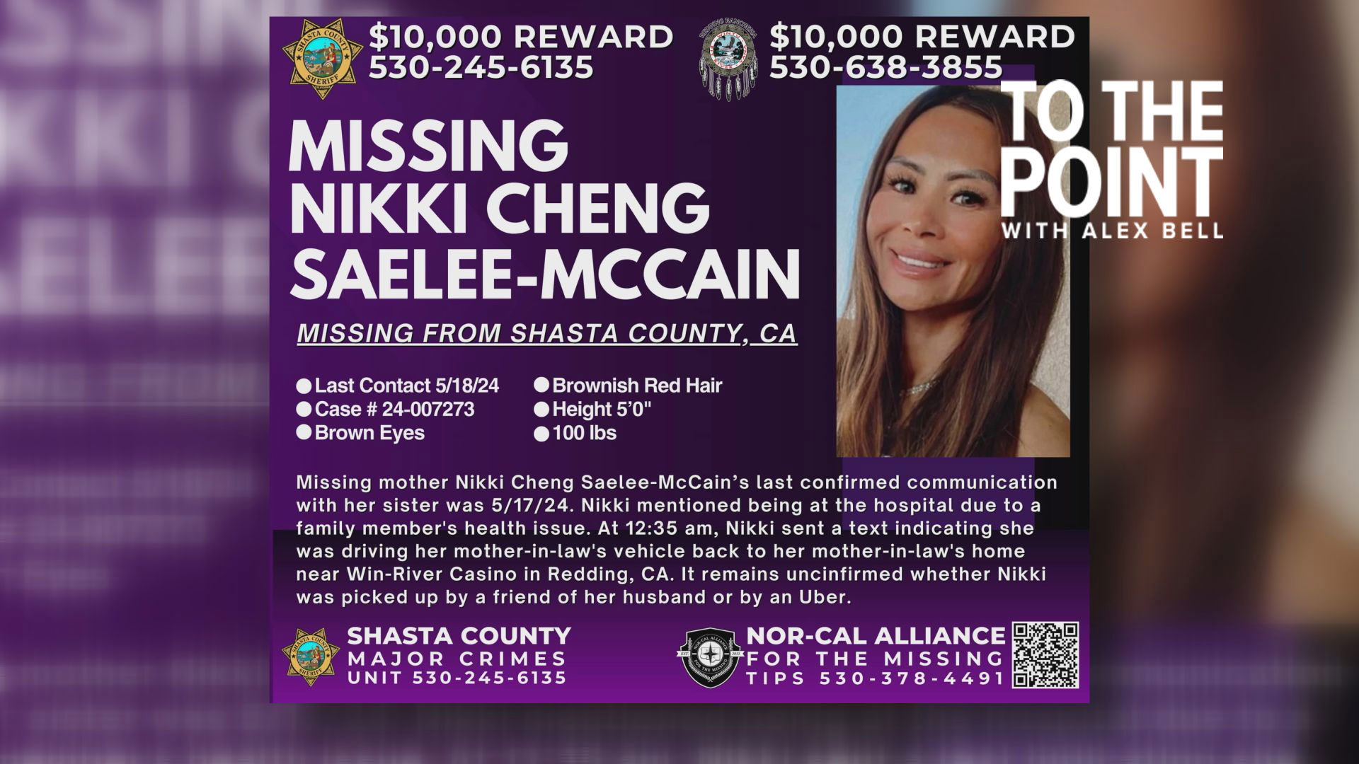 A Shasta County woman disappeared in mid-May, two weeks before her husband was due in court to face felony domestic violence charges, which were dropped on Friday.