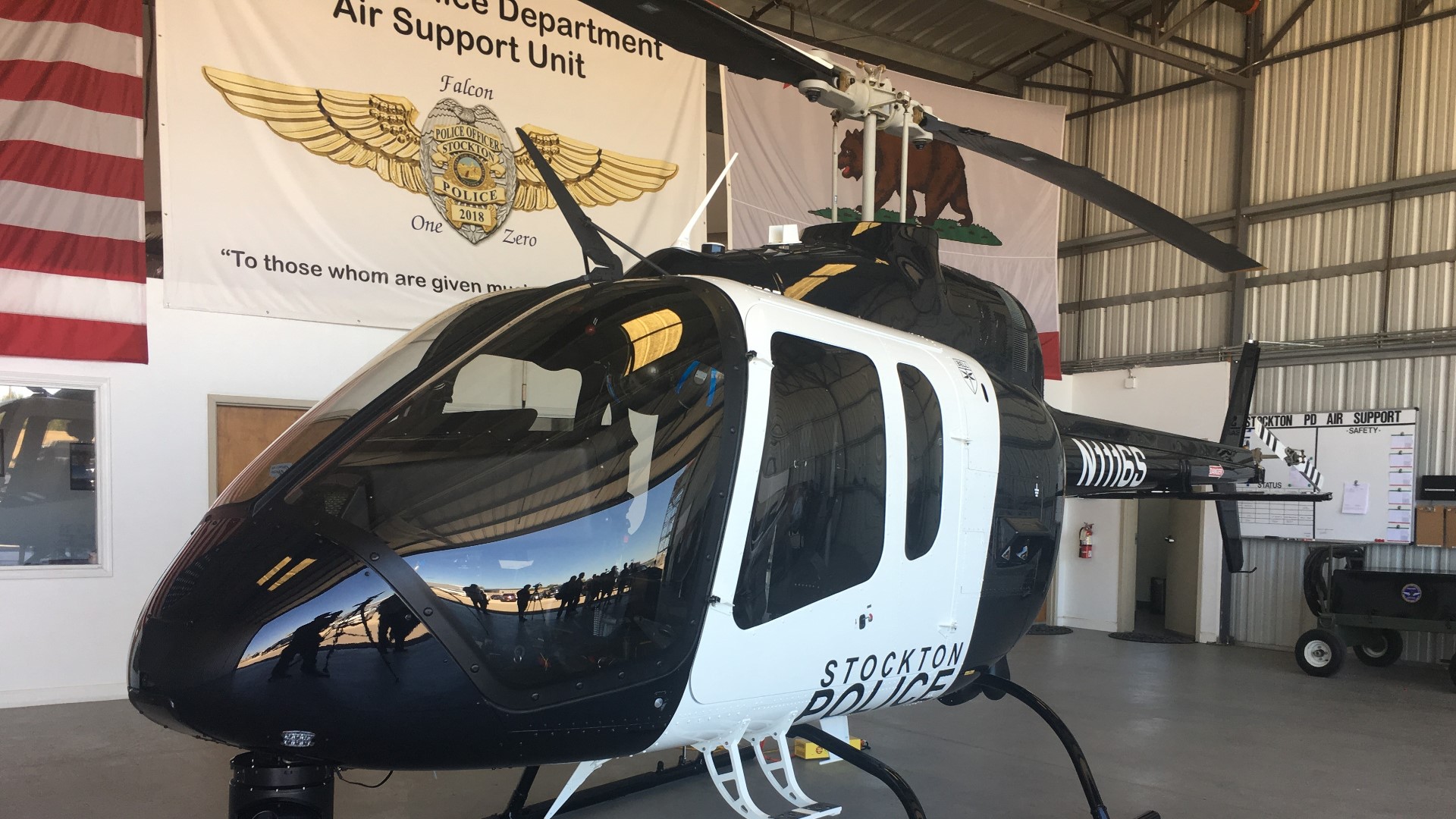 It's the first of its kind in Stockton Police Department history. The Falcon One Zero, Bell 505 Jet Ranger X helicopter has been in the air above the city since June 24.