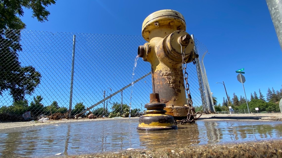 Stockton homeless turn to broken fire hydrants
