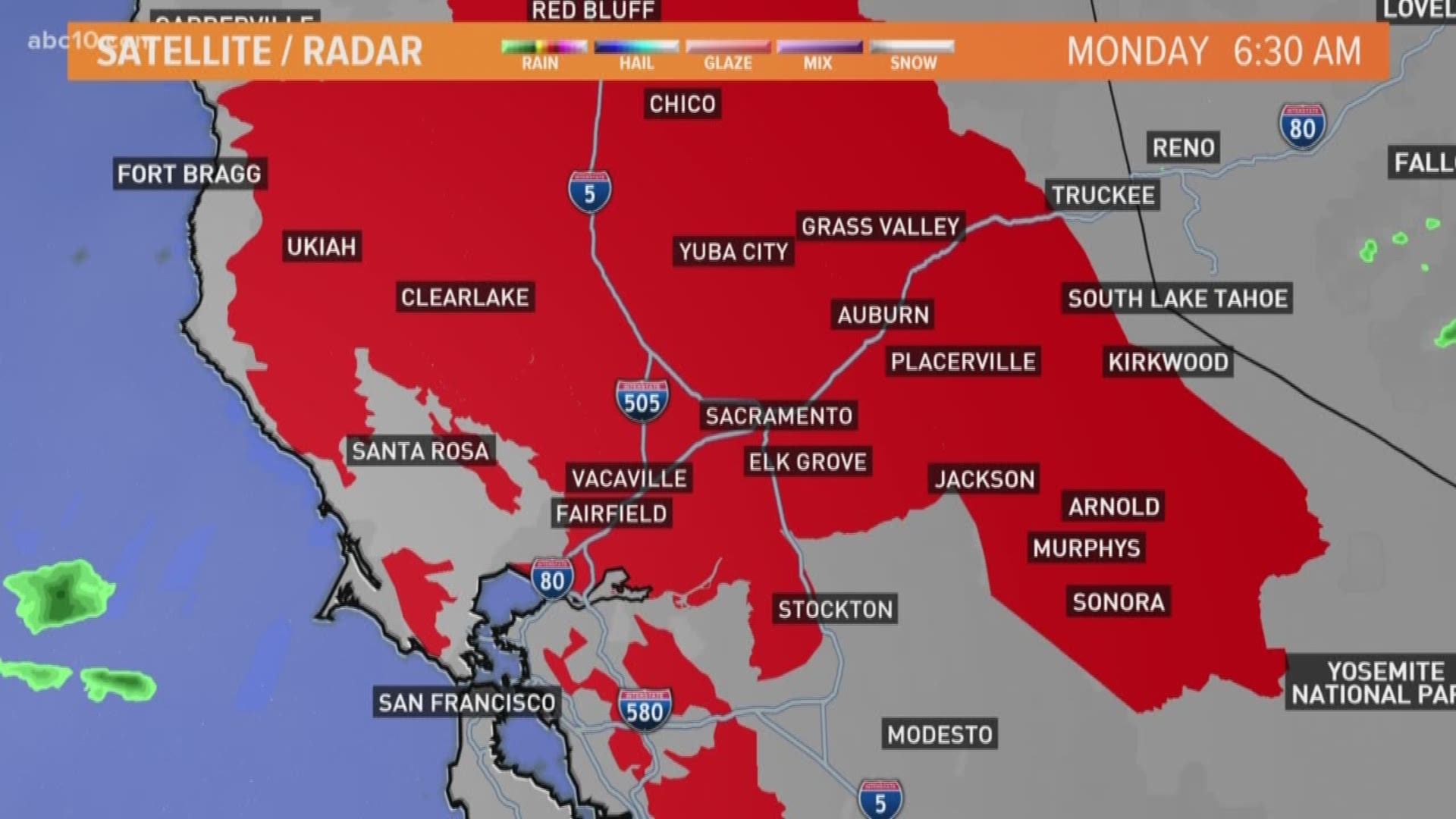 The National Weather Service has issued a Red Flag Warning for critical fire conditions for a large area of Northern California.