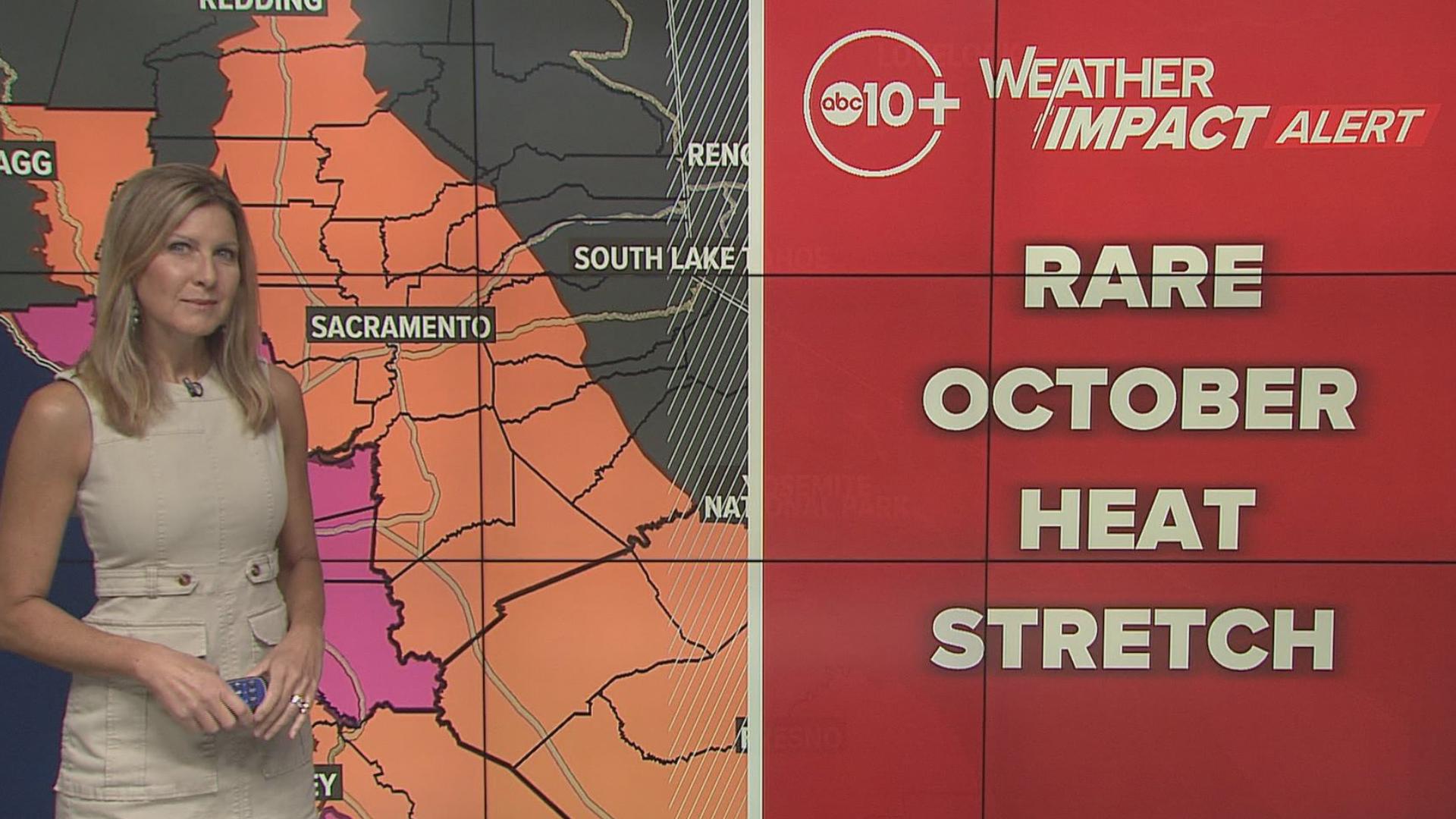 A strong ridge of high pressure is moving through interior Northern California. This will boost temperatures into record territory through the midweek.