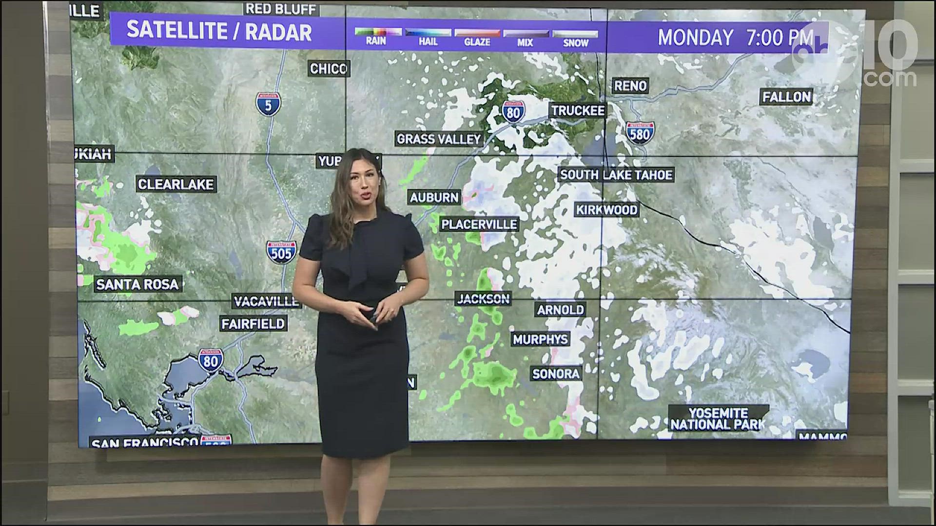 The Sierra saw historic snowfall on Monday, but Wednesday is expected to be the big storm day with valley rain and heavy snowfall for the Sierra.