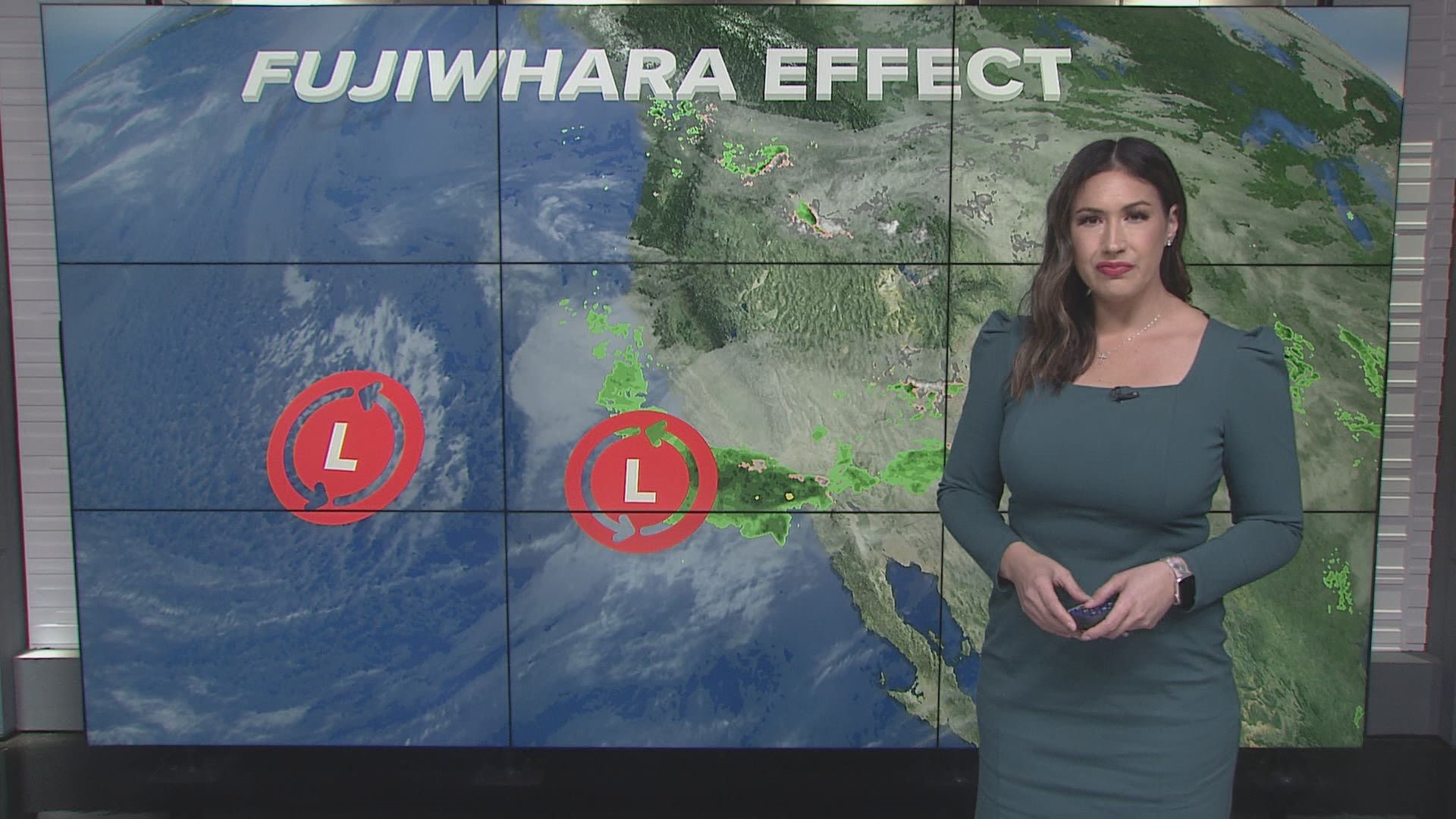 Fujiwhara effect seen on radar before California storm intensifies