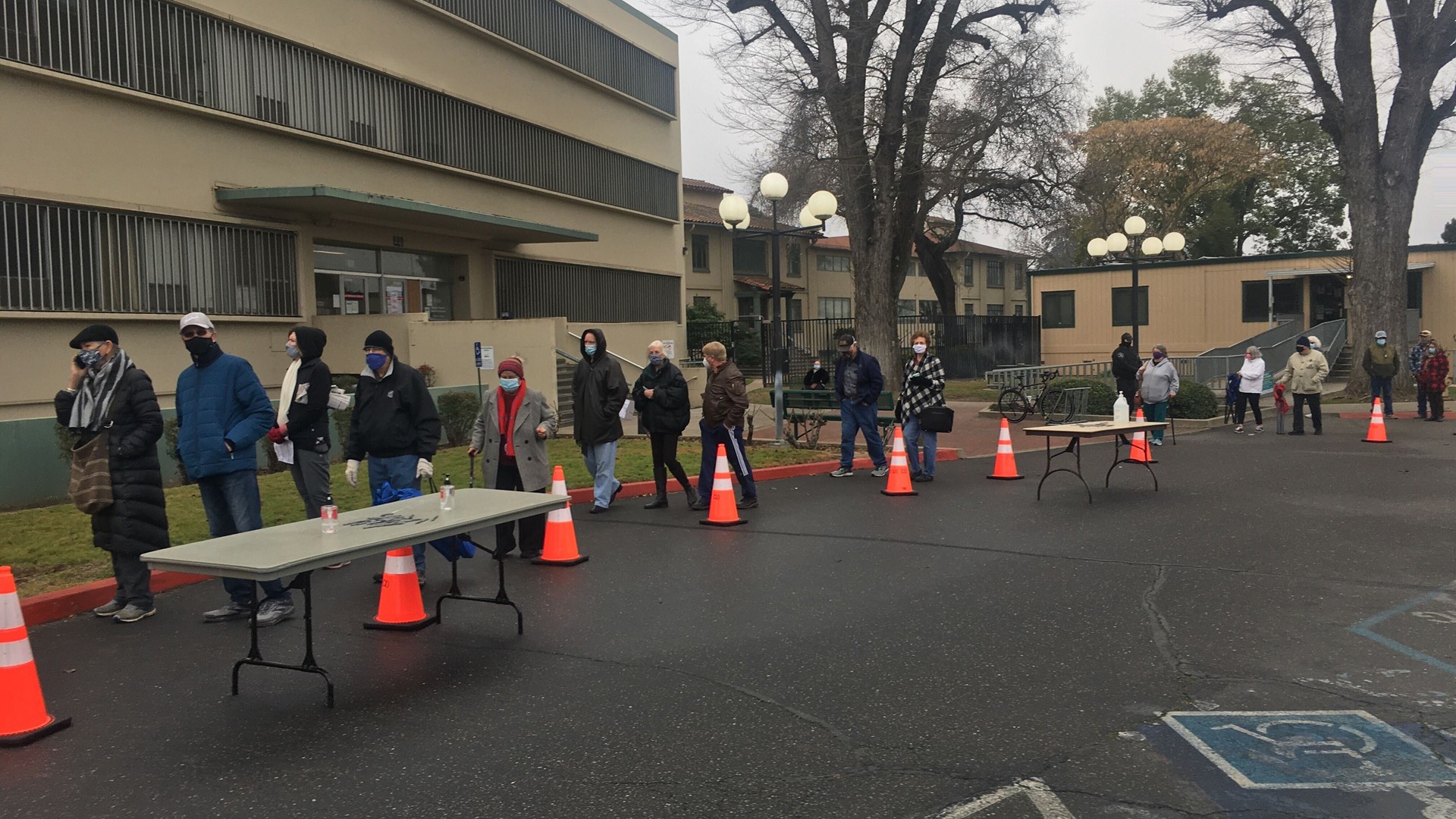 On the first day people over the age of 65 could get vaccinated, a Modesto clinic saw long lines as people waited to get their shots.