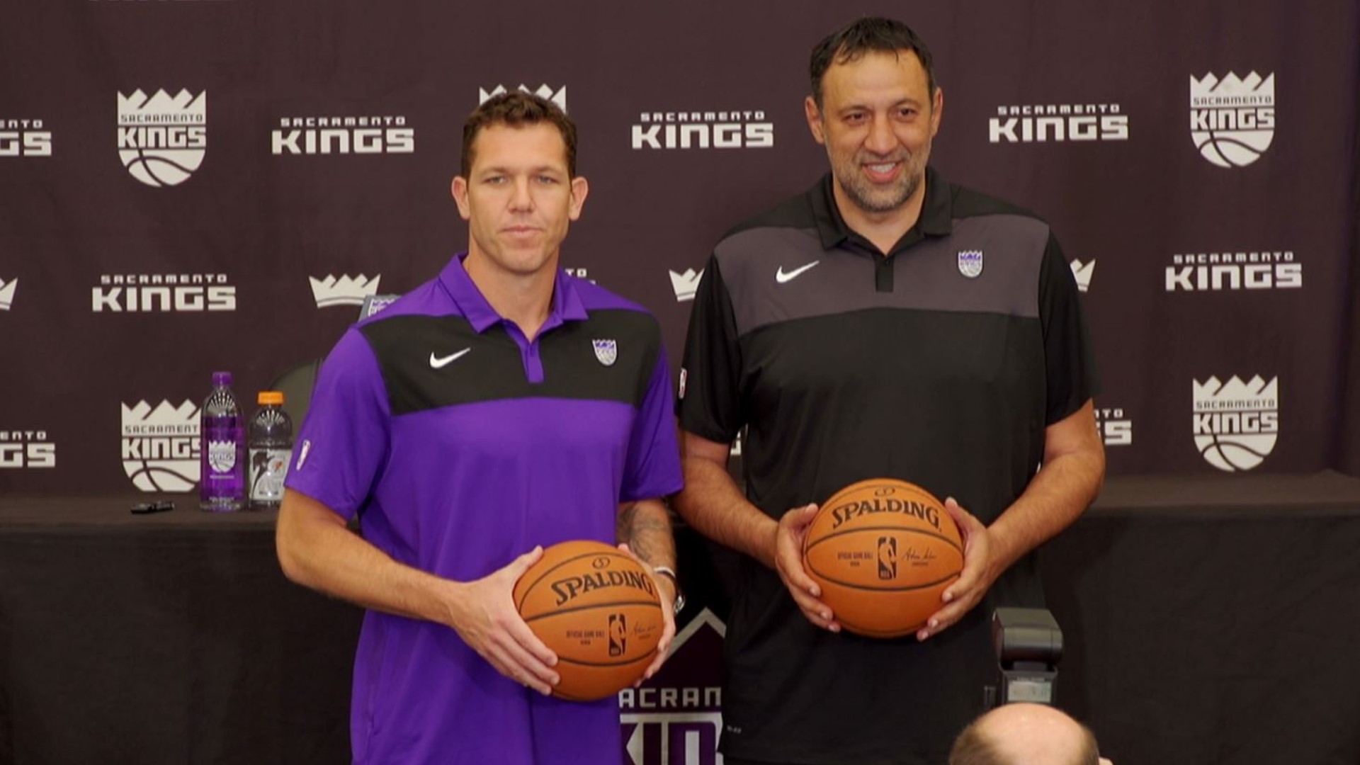 Kings’ general manager Vlade Divac introduces their new head coach Luke Walton to the local media inside the team’s practice facility on Monday. Walton talks about what makes Sacramento an appealing gig for him, stepping away from the Lakers after three seasons in Los Angeles and his coaching style.