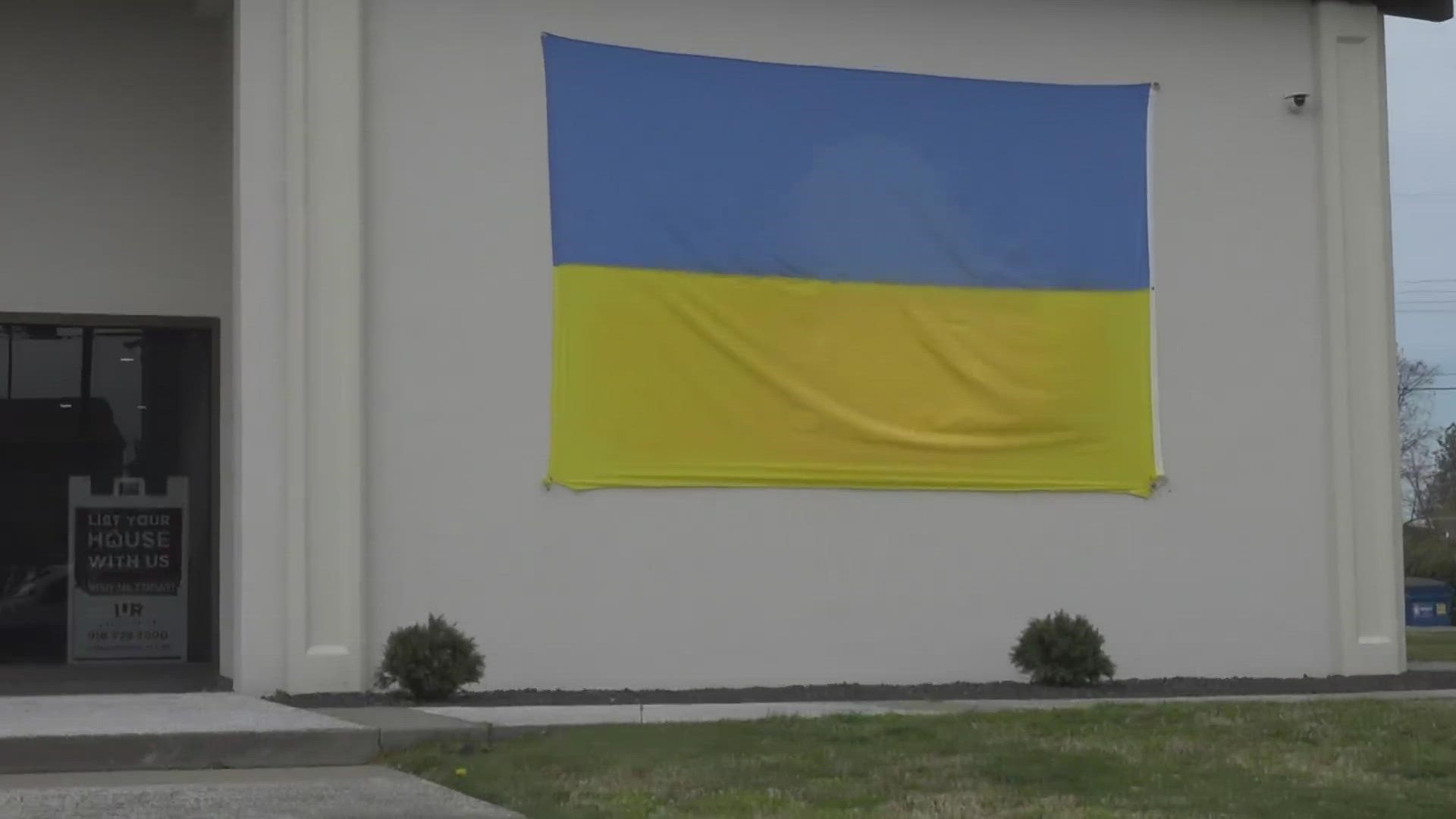 Vlad Skots with the Ukrainian American house in Sacramento County said their flag was vandalized with a swastika.
