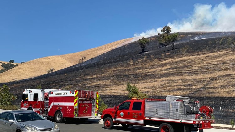 Discovery Way closed in both directions due to grass fire in Fairfield