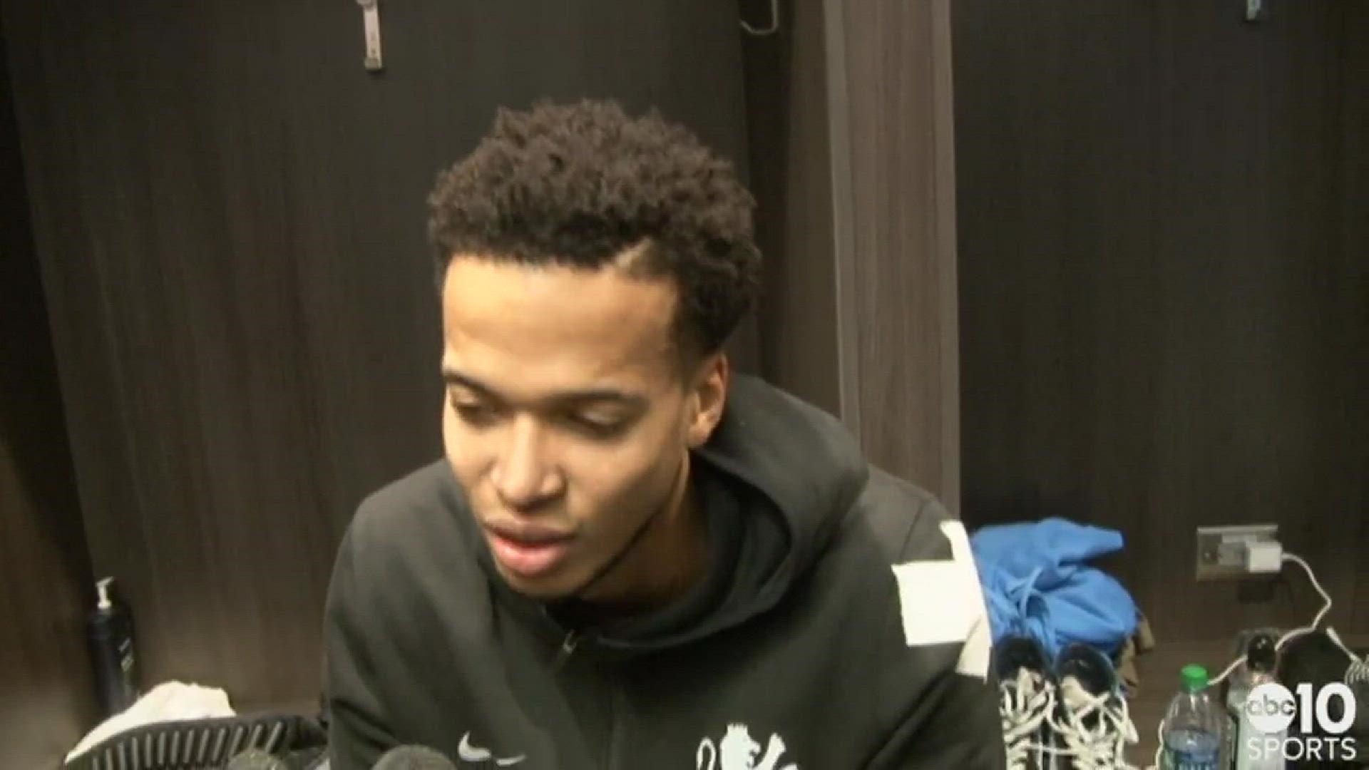 Skal Labissiere talks about his return to the Kings on Thursday night, following Sacramento's loss to the Oklahoma City Thunder.