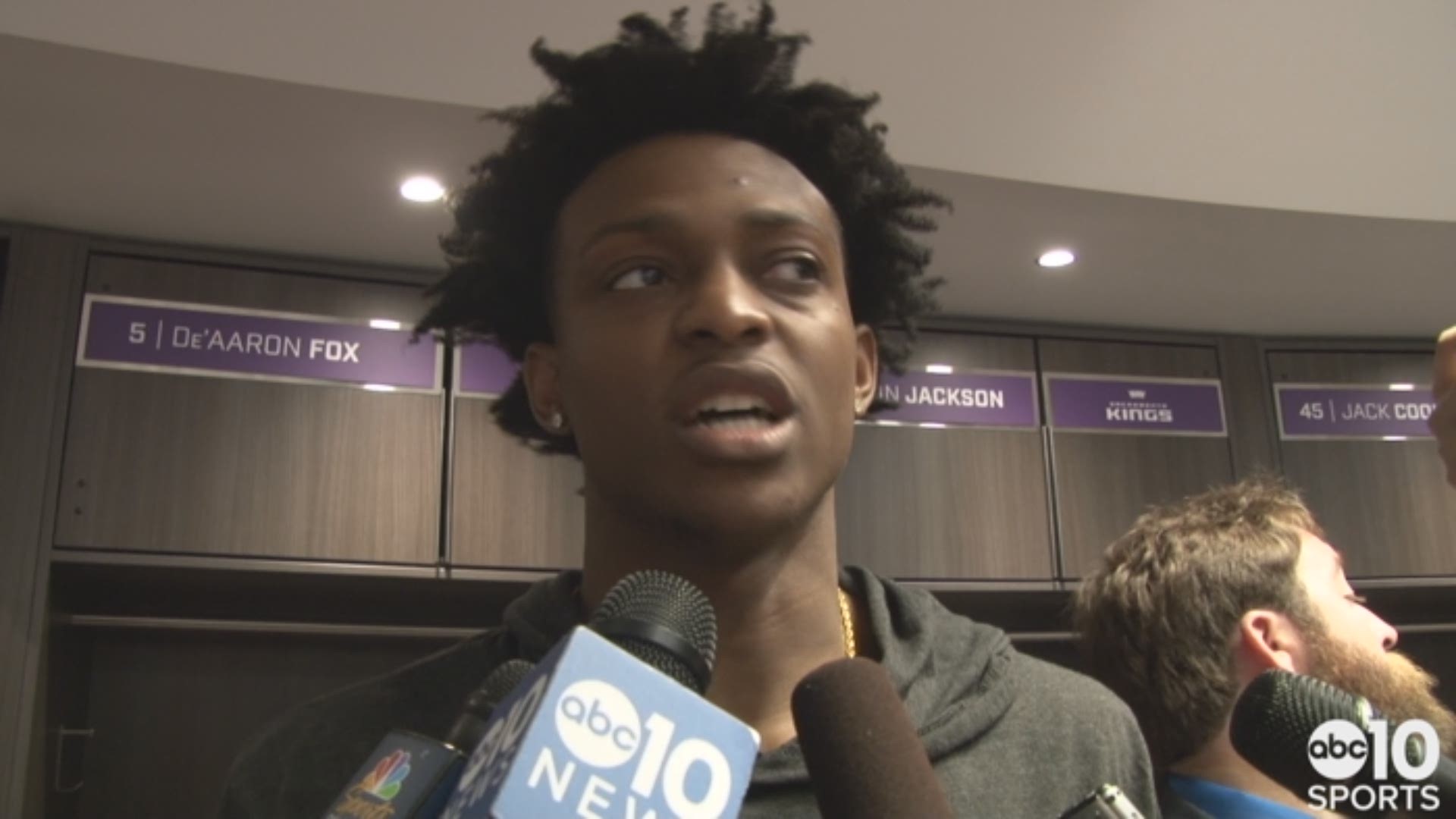 Kings rookie point guard De'Aaron Fox talks about Saturday's loss to the Warriors, the scary injury to Golden State's Pat McCaw, supporting his distraught teammate Vince Carter and both teams coming together for a prayer.