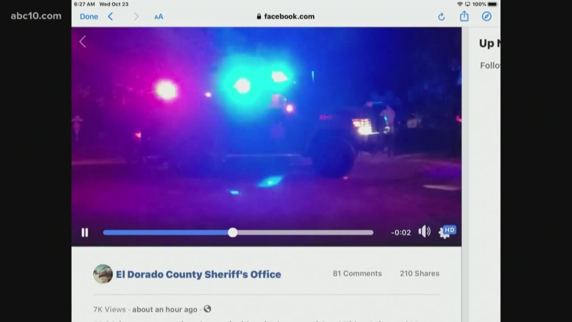 El Dorado County Sheriff's deputies were shot at Wednesday morning while responding to a call for help in a rural area just south of Placerville, the office said.