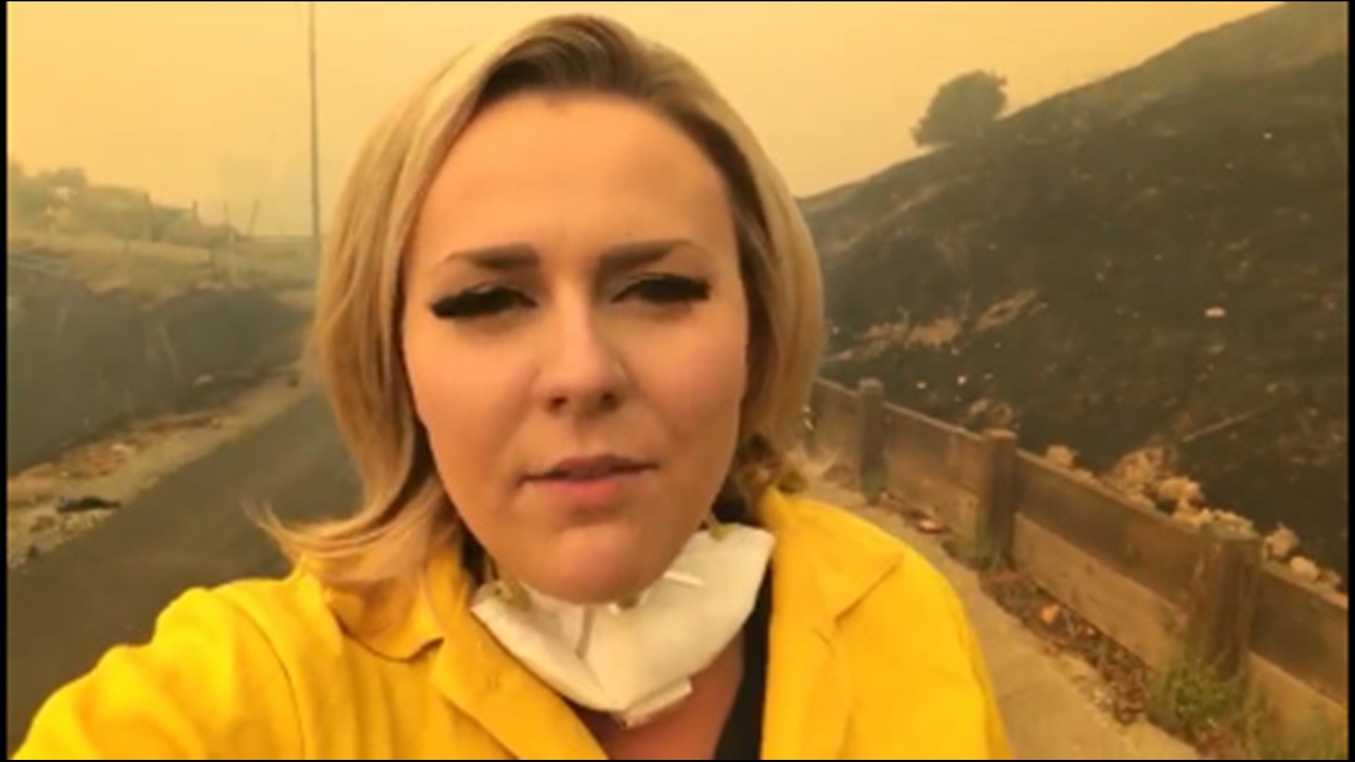 High winds and burning embers from the Kincade fire continue to wreak havoc near Healdsburg and Windsor. Lena Howland was live on Facebook.