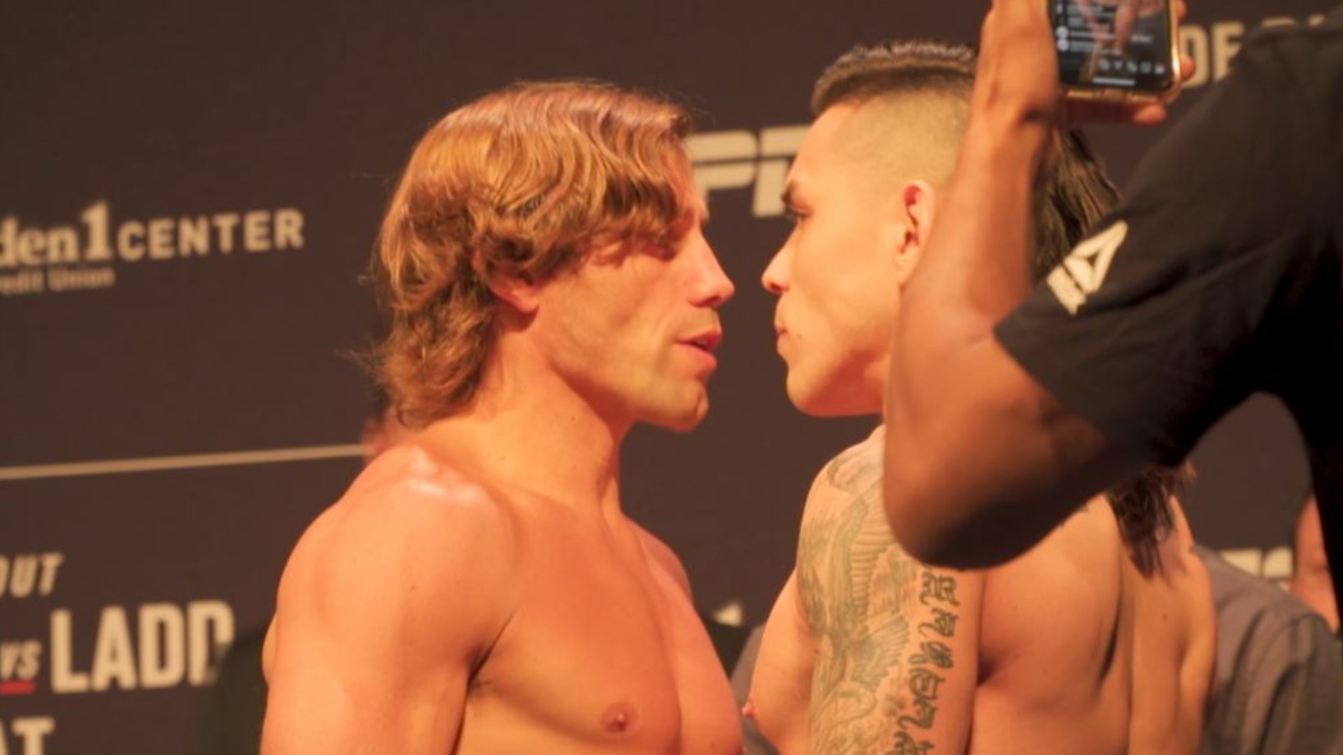 Urijah Faber and Ricky Simon weigh-in and face off at Golden 1 Center on Friday, a day before they'll meet at UFC Fight Night Sacramento.