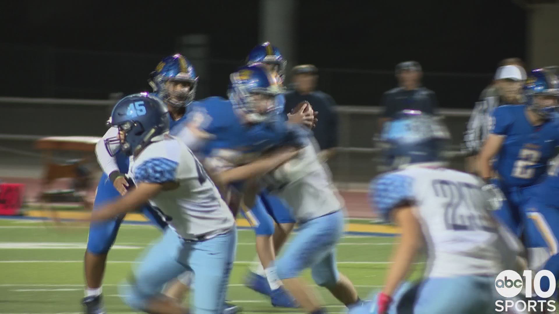 The Lincoln Fighting Zebras handed the Oakmont Vikings their first loss of the season with Friday's 28-17 victory in the ABC10 game of the week.