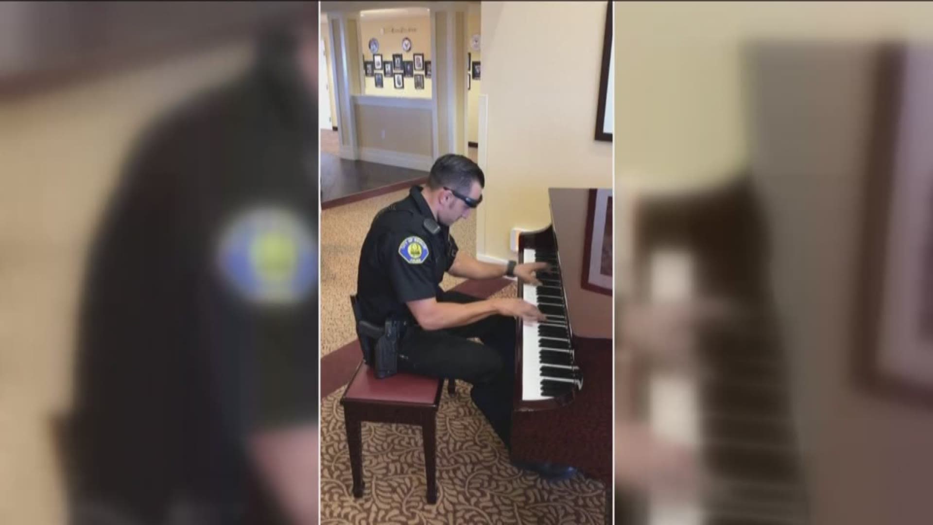 Rocklin Police Officer Nick Knoblock stopped to show off his piano skills during a call. 