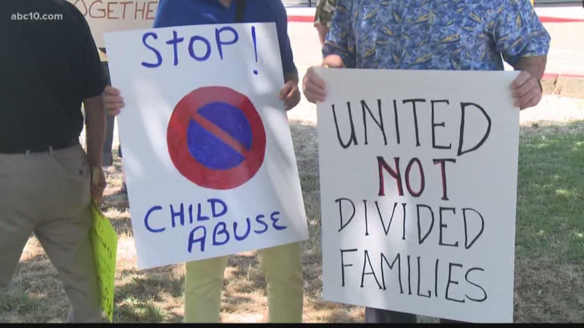Several residents of Heritage Park in Sacramento spent Tuesday afternoon protesting the Trump administration's child separation border policy.