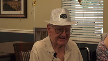 Roseville senior care facility hosts birthday party for 105 year old veteran
