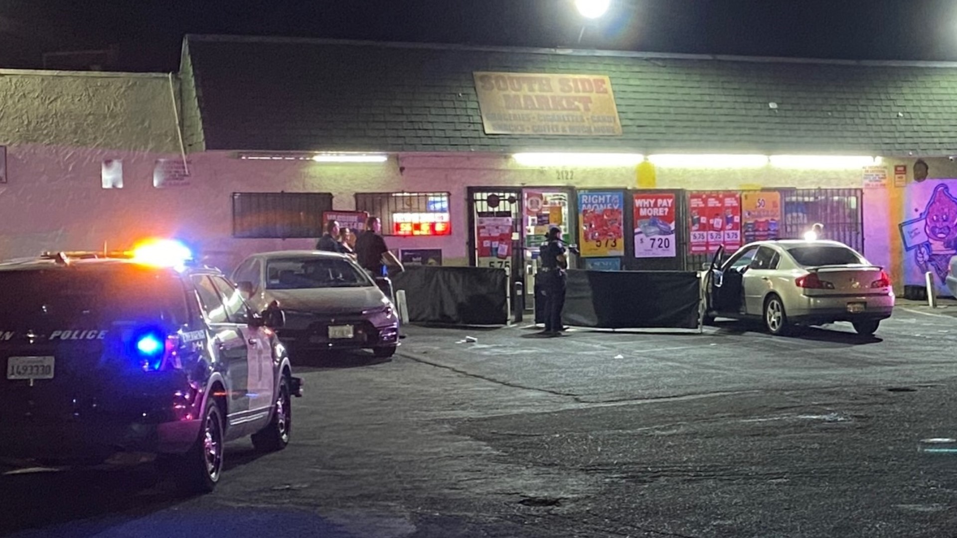 The Stockton Police Department are investigating a double shooting that left one person dead and another in the hospital at South Side Market on S. Airport Way.