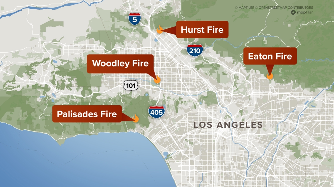 Current Map Of Fires In La