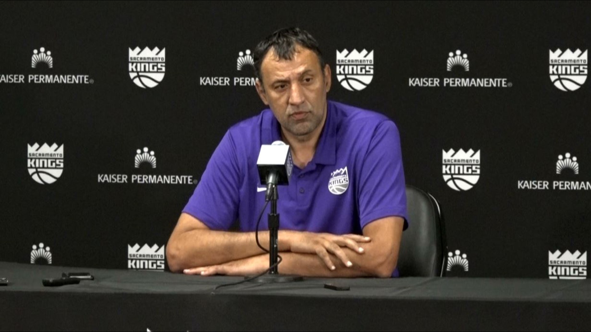 Sacramento Kings general manager Vlade Divac talks about the three picks he made in Thursday’s NBA Draft, where he selected Wyoming’s Justin James with the 40th pick, Virginia’s Kyle Guy 55th following a trade with the Knicks, and Vujan Marinkovic of Serbia taken with the 60th and final pick.