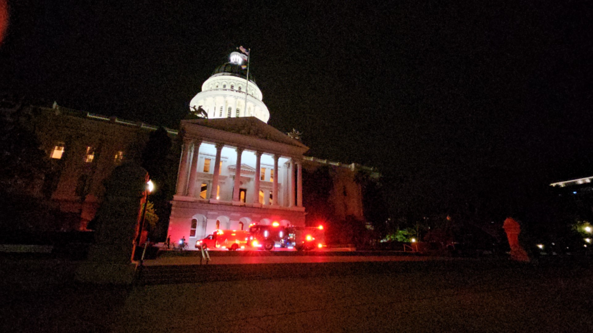 Officers found a person with at least one non-life-threatening gunshot wound on the steps of the California State Capitol.
