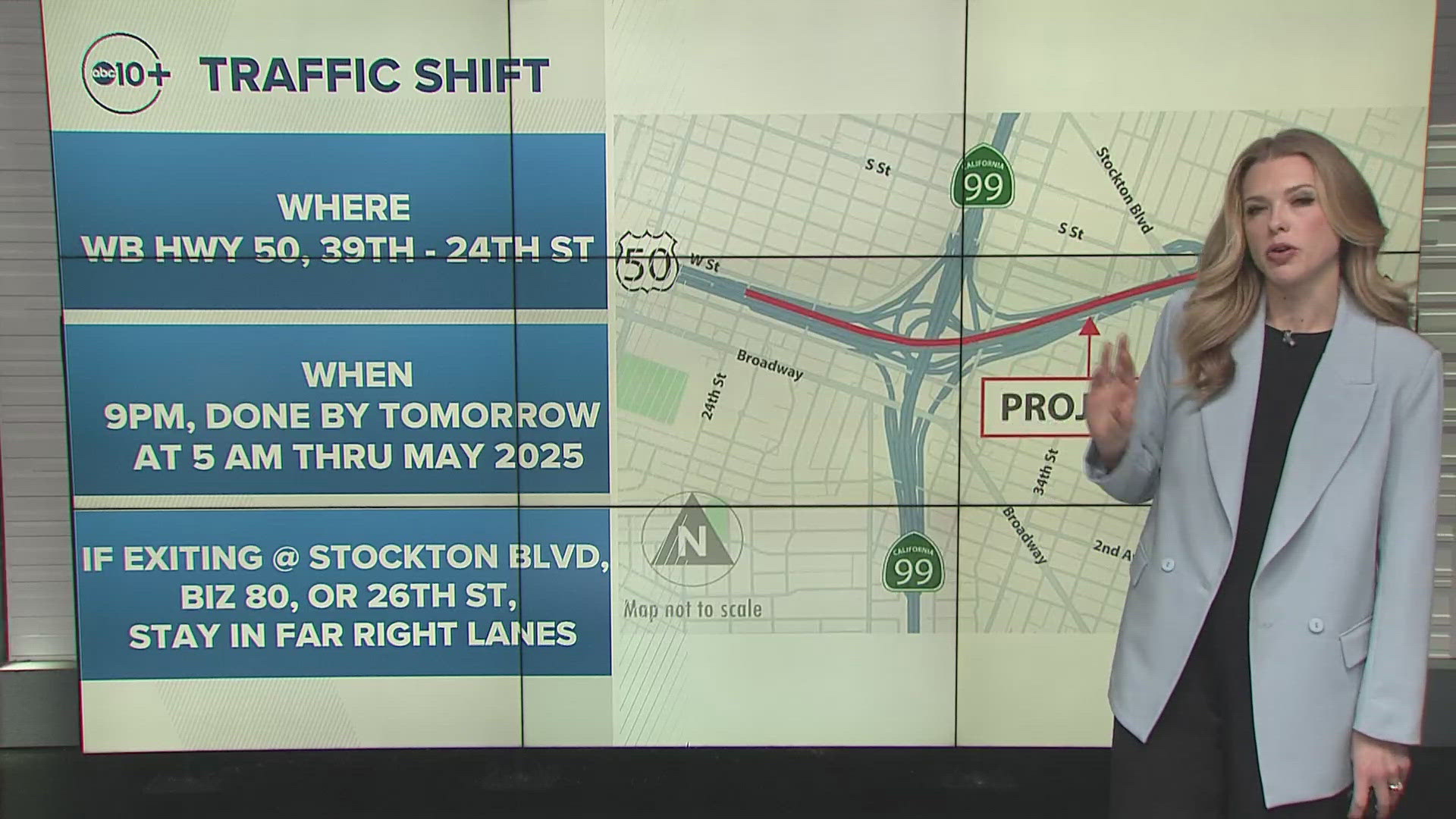 The traffic shift will be on Westbound Highway 50 from 39th Street to 24th Street. The traffic project is expected to last until May 2025.