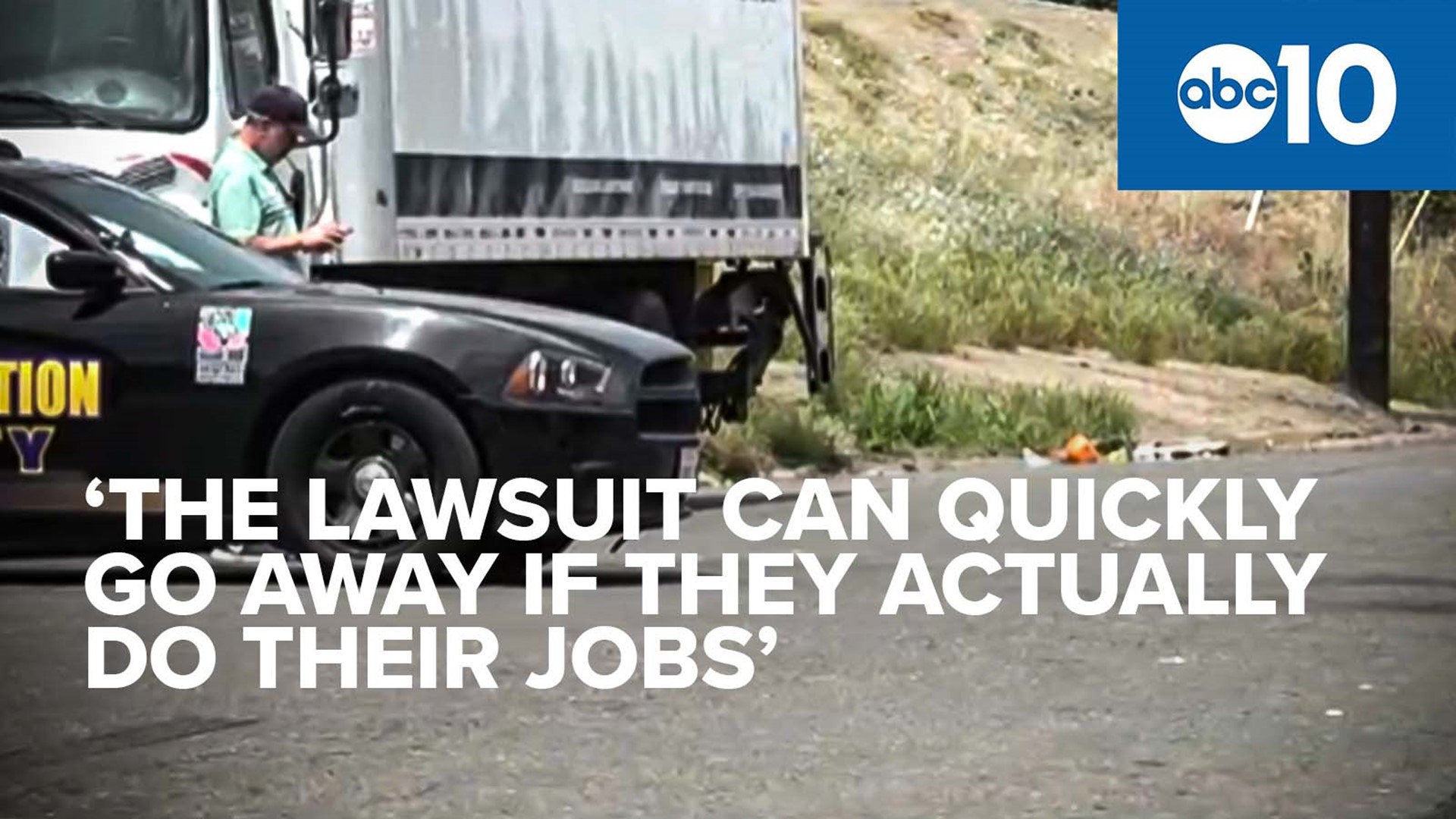 Setting up a checkpoint on his end of the property on Railroad Drive in Sacramento, the property owner said he received a code violation notice from the city.