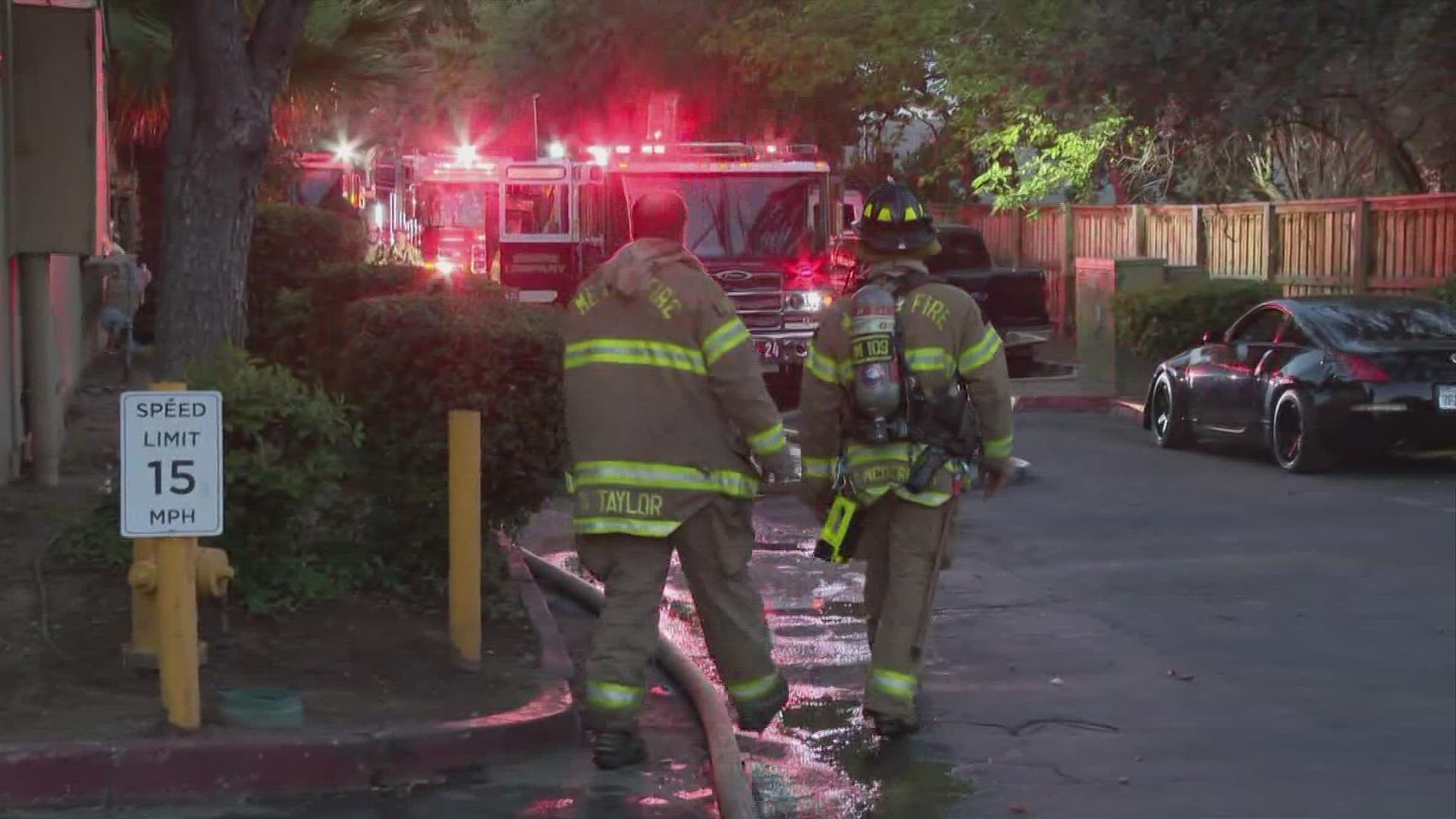 There were multiple rescues from an apartment fire in North Highlands on Friday morning, according to the Sacramento Metropolitan Fire District.