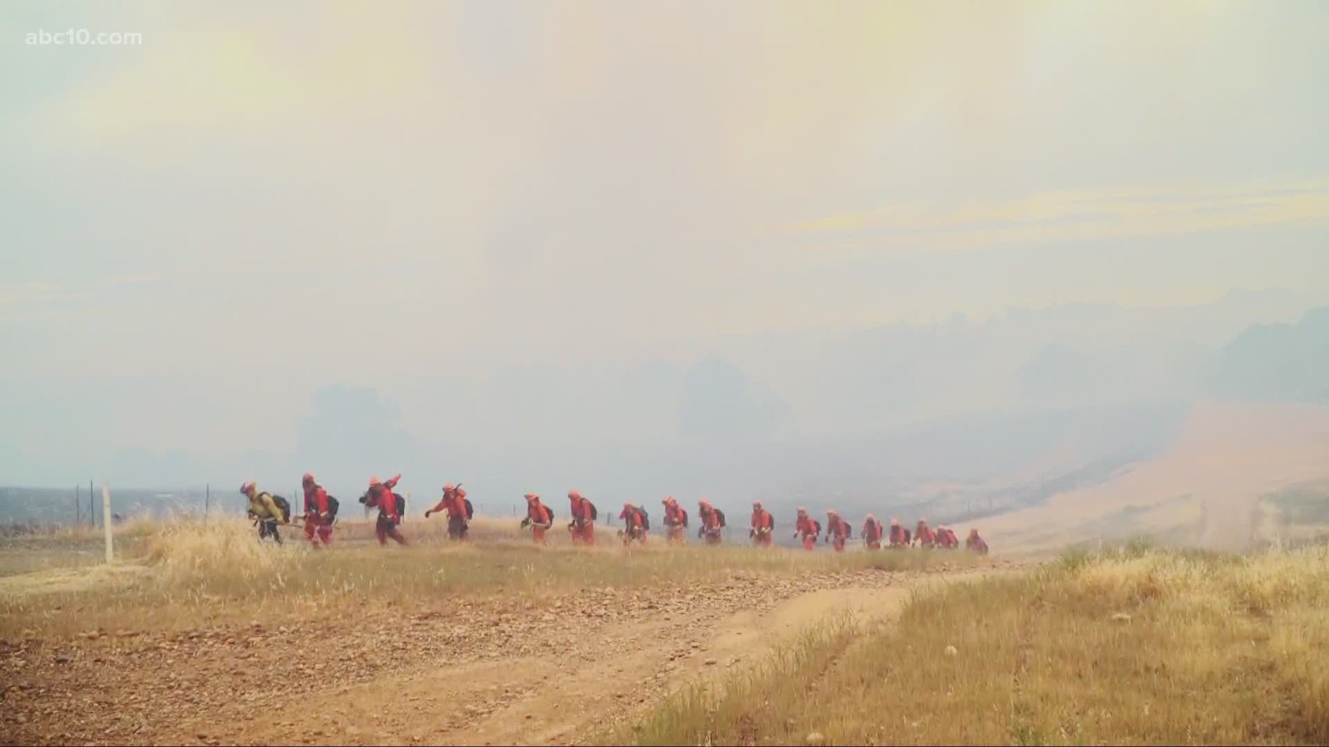 Fire crews have been battling the fire all day as winds kept shifting. The fire burned over 4500 acres, mainly dry grass.