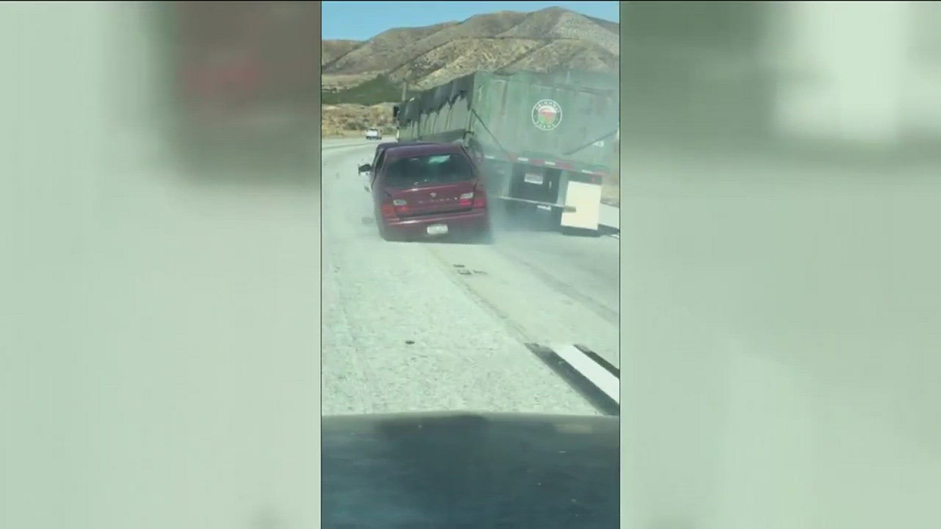 Video shows wrecked car being dragged by semitruck in Cajon Pass ...