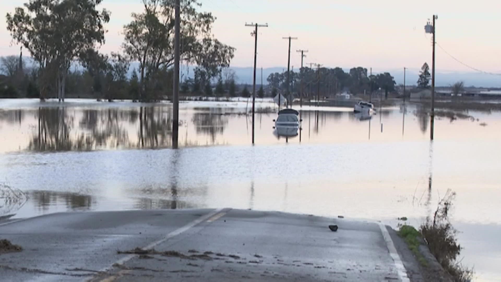 An atmospheric river storm hit Northern California and is expected to bring more rain through the week. Multiple feet of snow are forecast in the Sierra.