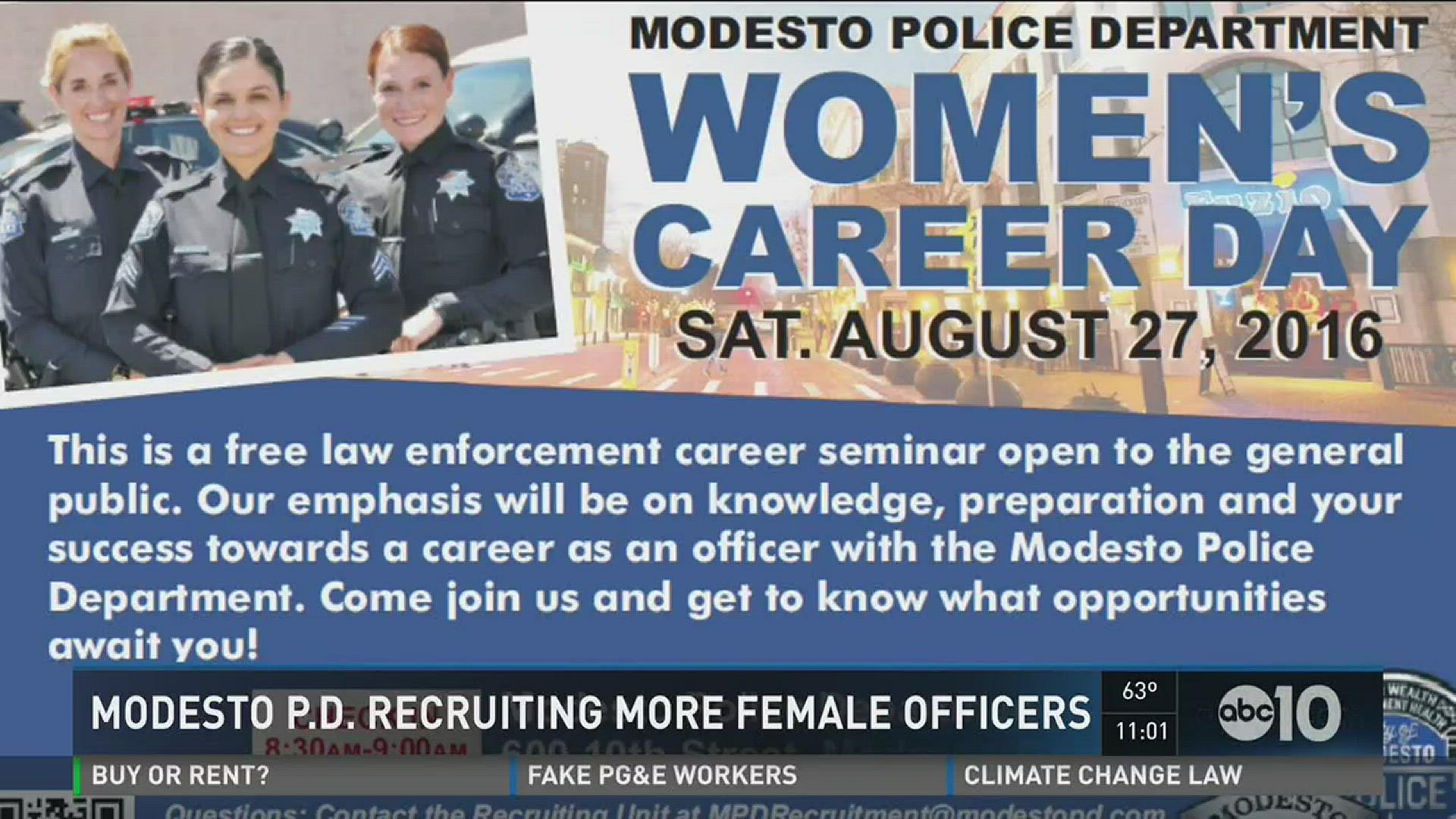 Modesto police looking to hire more women | abc10.com