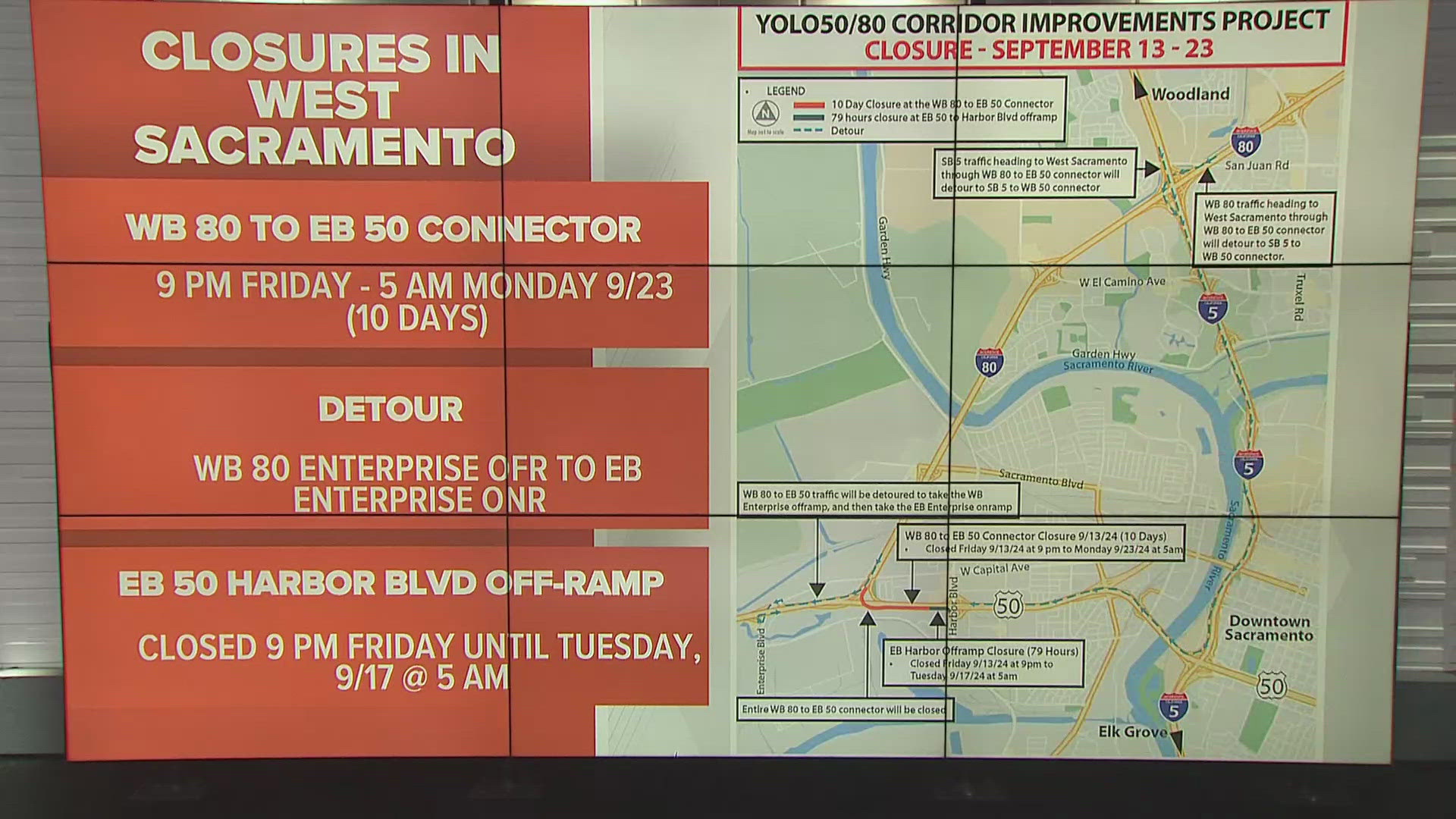 The closure starts Friday, September 13th. It's part of Caltrans' Yolo Interstate 80 Pavement Rehabilitation Project.