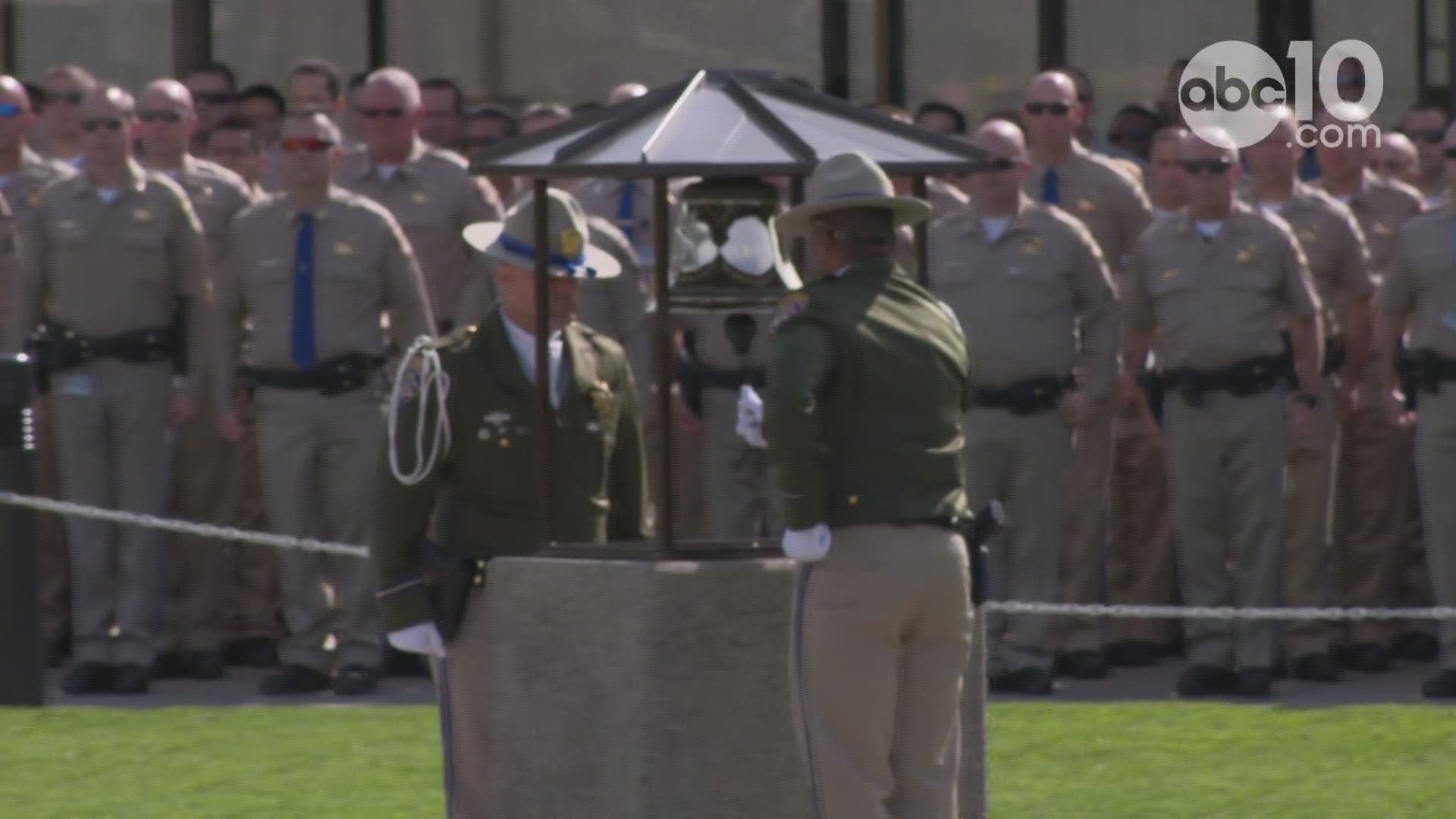 The California Highway Patrol conducted its traditional ceremony at the CHP Academy in West Sacramento on Monday for Sgt. Steven Licon, the motorcycle officer killed by a vehicle during a traffic stop in Riverside County.