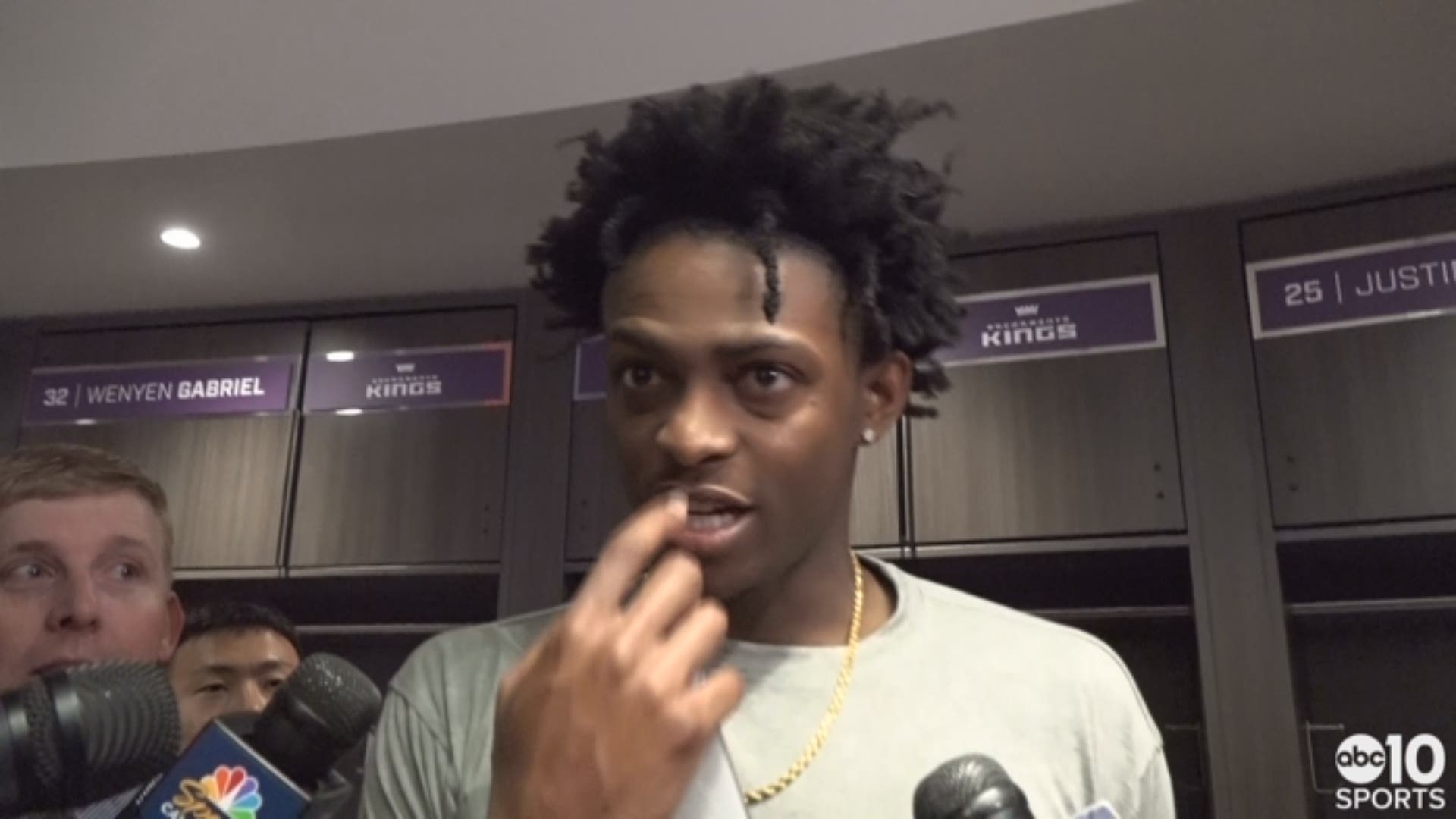 Kings point guard De'Aaron Fox talks about Tuesday's loss in Sacramento to the Toronto Raptors, why it felt like his team couldn't get into a rhythm and getting Bogdan Bogdanovic back with the team.