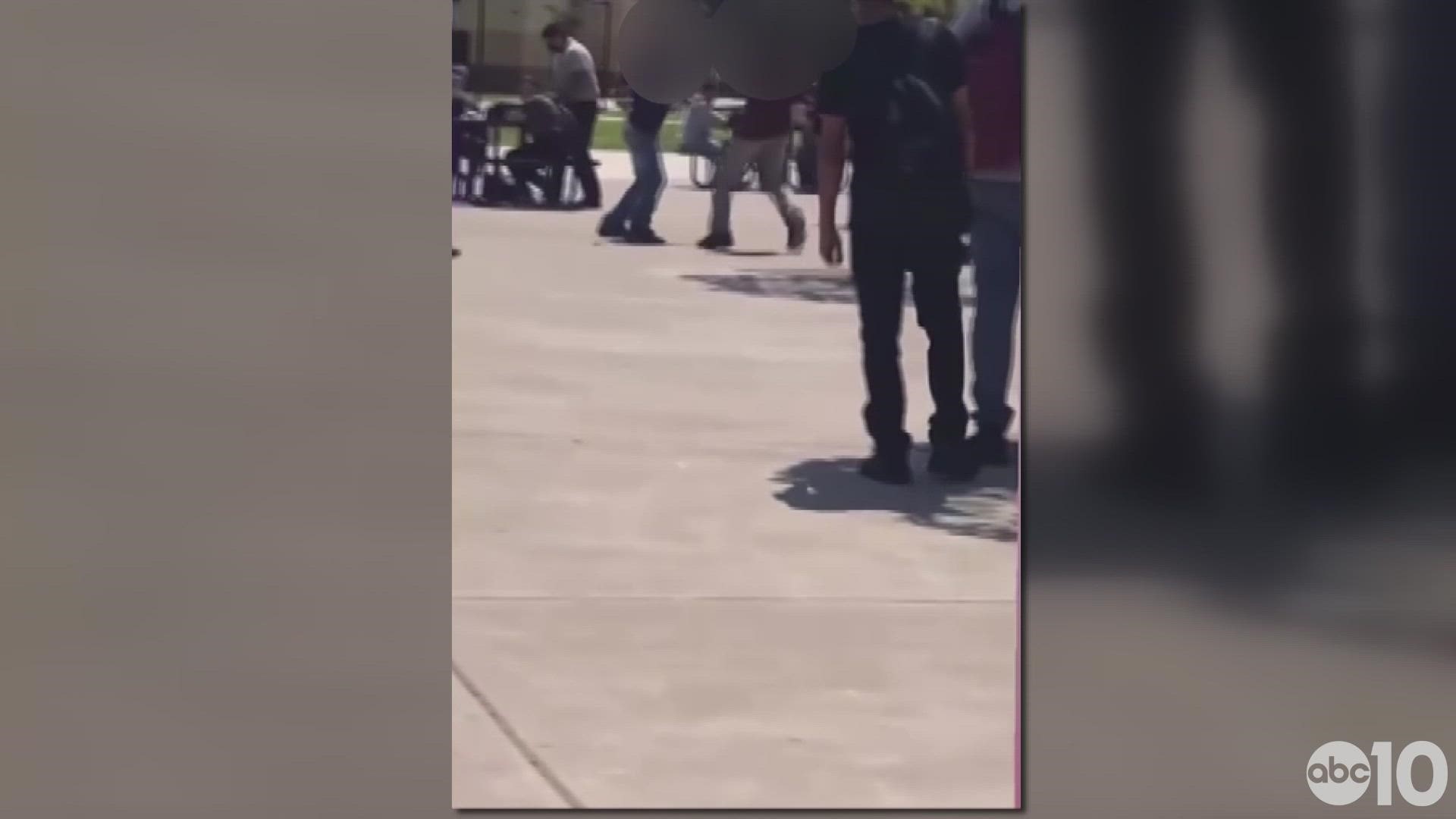 The Vice Principal at Edison High School in Stockton stopped a fight that broke out.