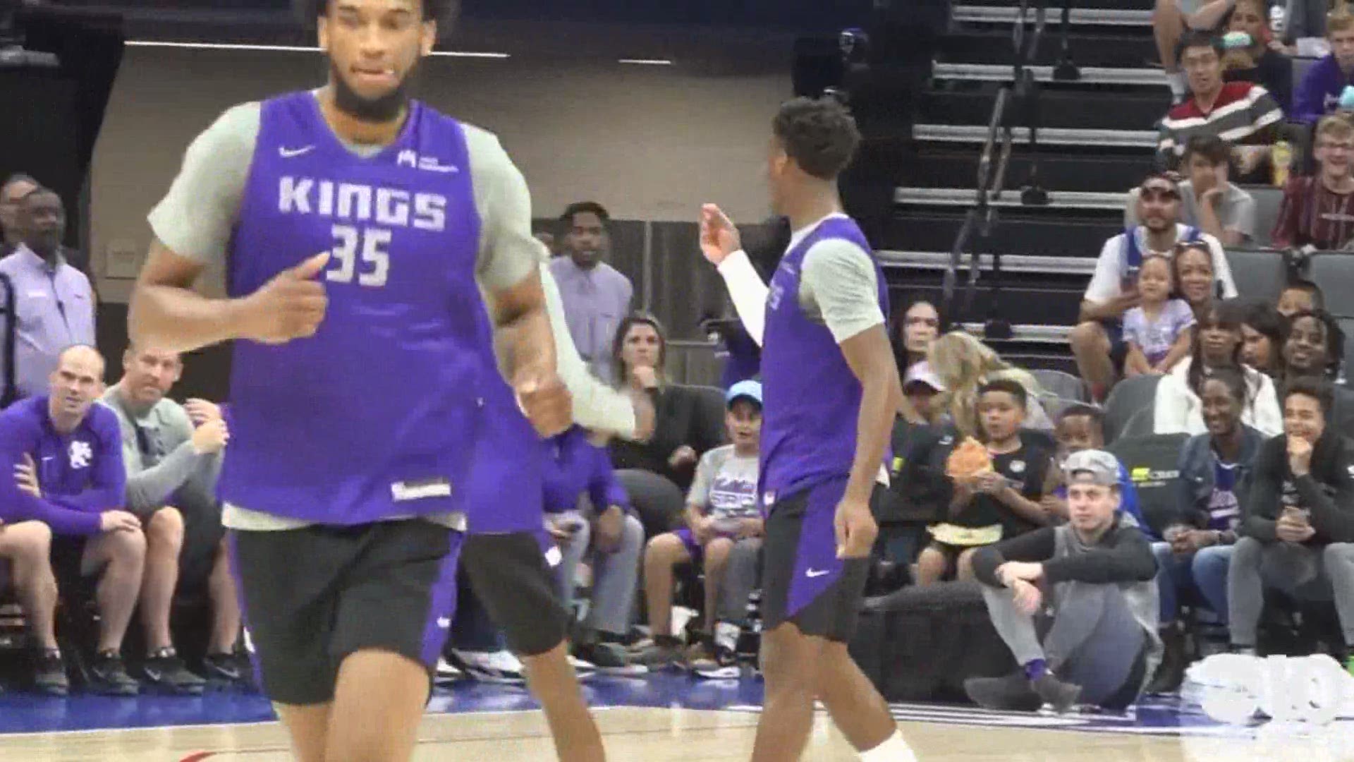Buddy Hield threw down a dunk and send a playful message to Sacramento Kings general manager Vlade Divac, who was seated courtside for the annual Fan Fest.
