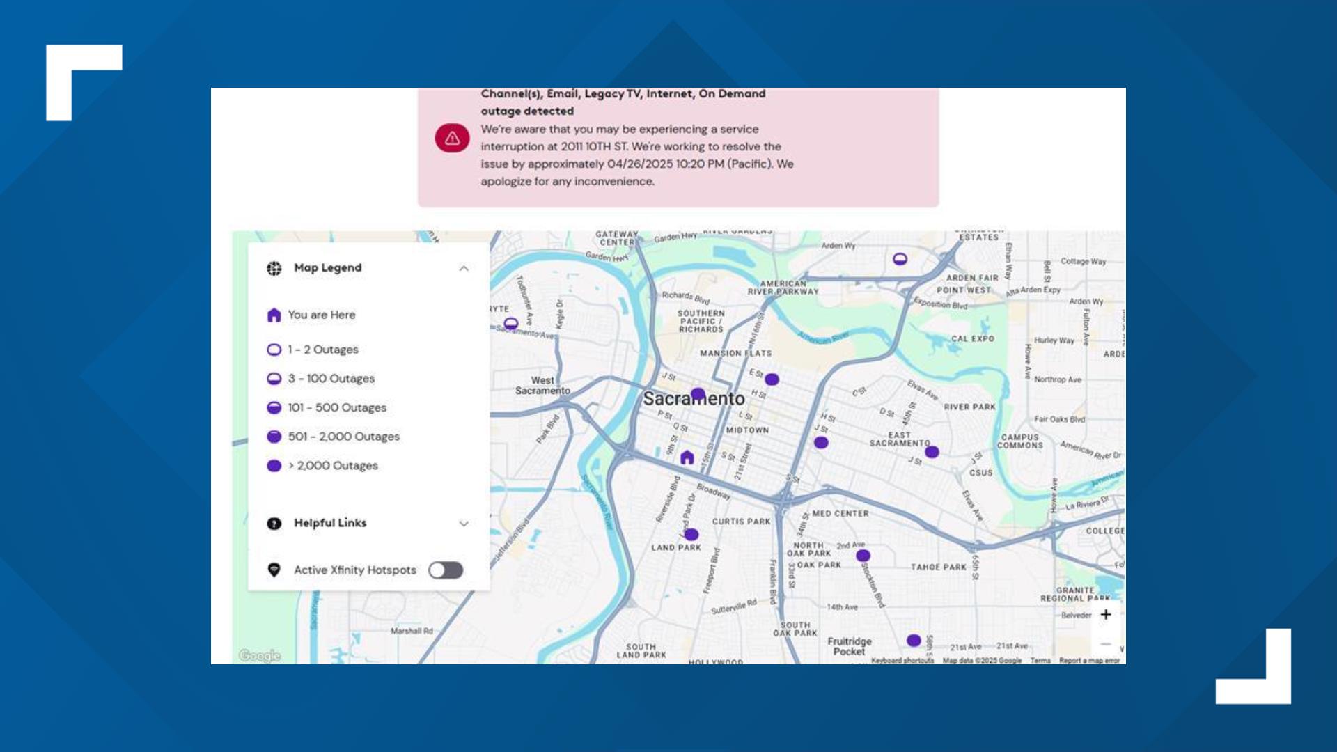 Xfinity outage hits Sacramento area