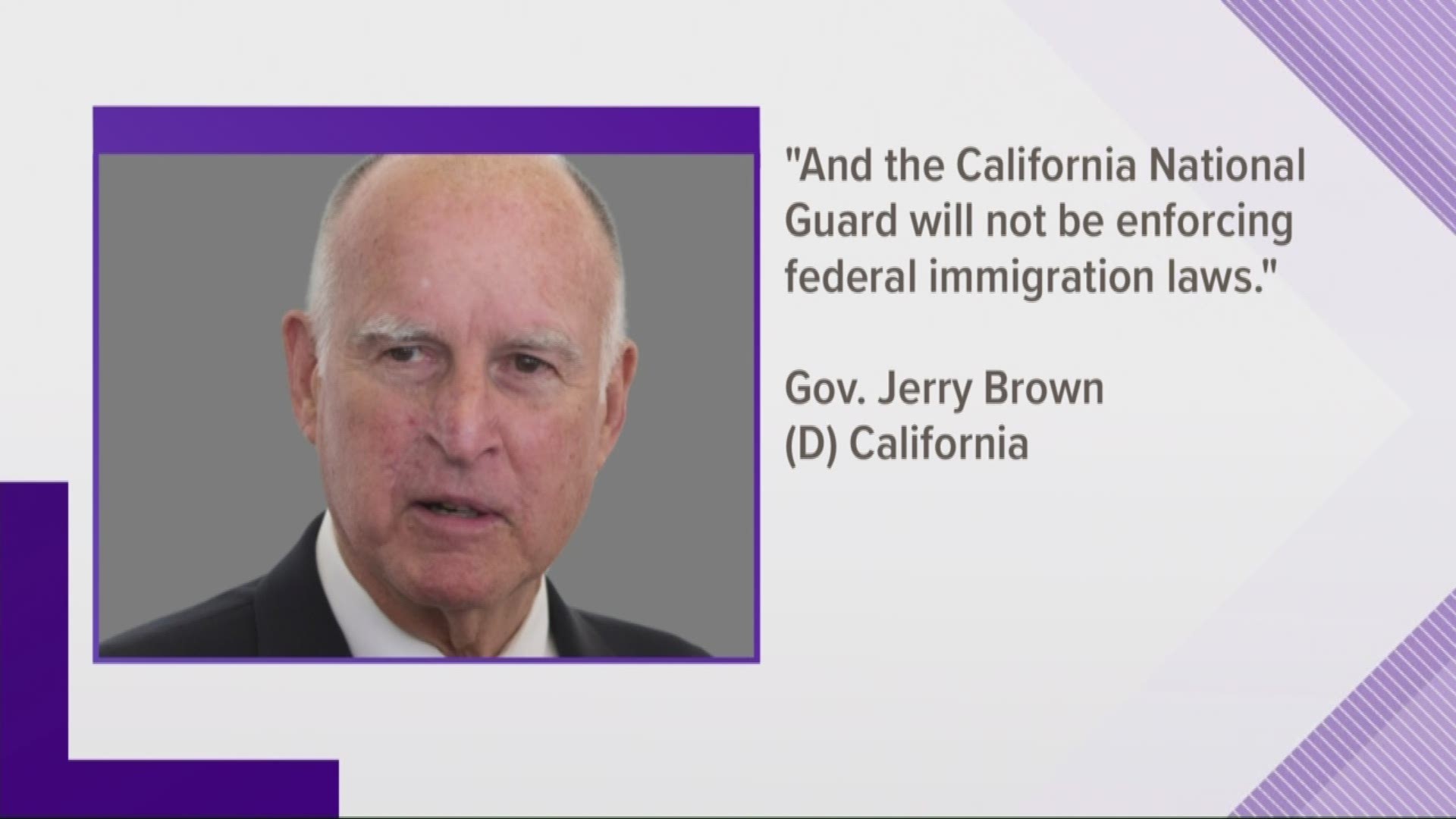 California Governor Jerry Brow made the decision to deploy 400 National Guard troops to the border. (April 11, 2018)
