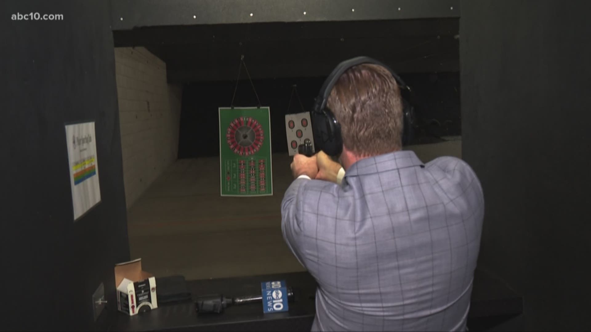 Gun experts at the Placer Sporting Club in Roseville are teaching Mark S. Allen how to shoot while raising funds for a woman battling the rare disease Scleroderma.