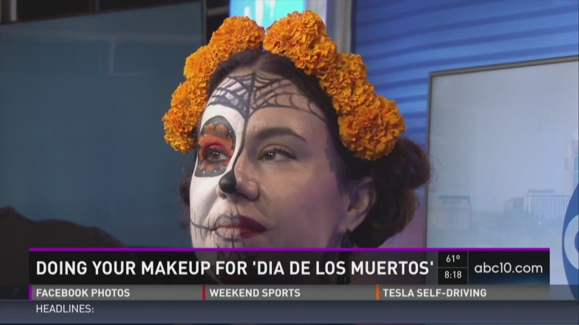 Local makeup artist Alex Cassie demonstrates how you can do your skull makeup for Dia de los Muertos