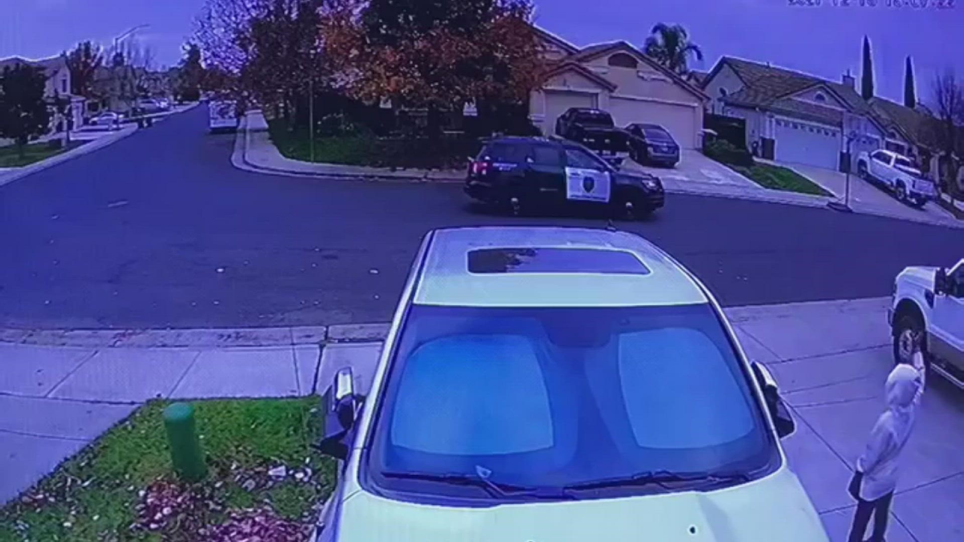An unexpected encounter between a Stockton kid and a police officer was caught on camera ending in the officer giving the child a new skateboard.