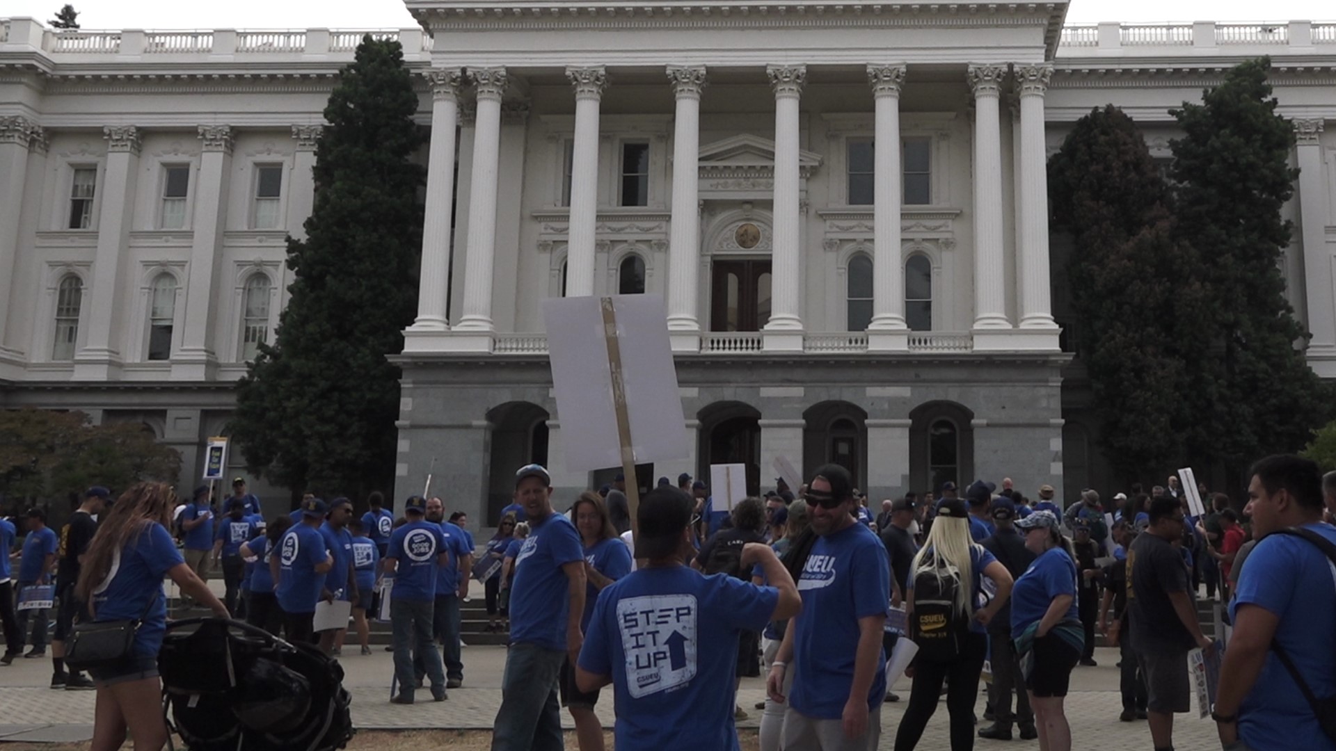 Monday's rally was to raise awareness of Senate Bill 410, which calls on Governor Newsom to address and correct the salary structure of non-faculty staff members.