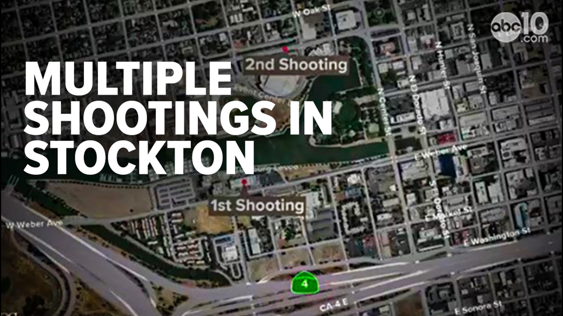 The two separate shootings are reportedly unrelated. One happened at an area home to several Stockton businesses and a man was killed at a restaurant Saturday.