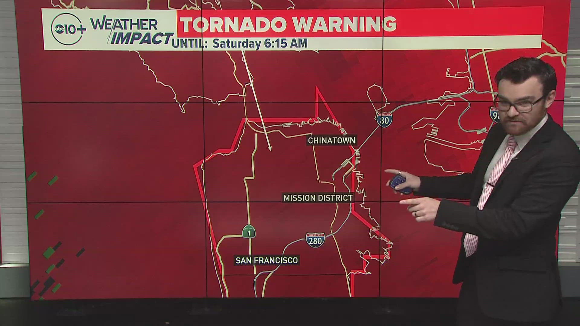 This was the first tornado warning issued for the city of San Francisco, coming in a little before 6 a.m. It has since been lifted.