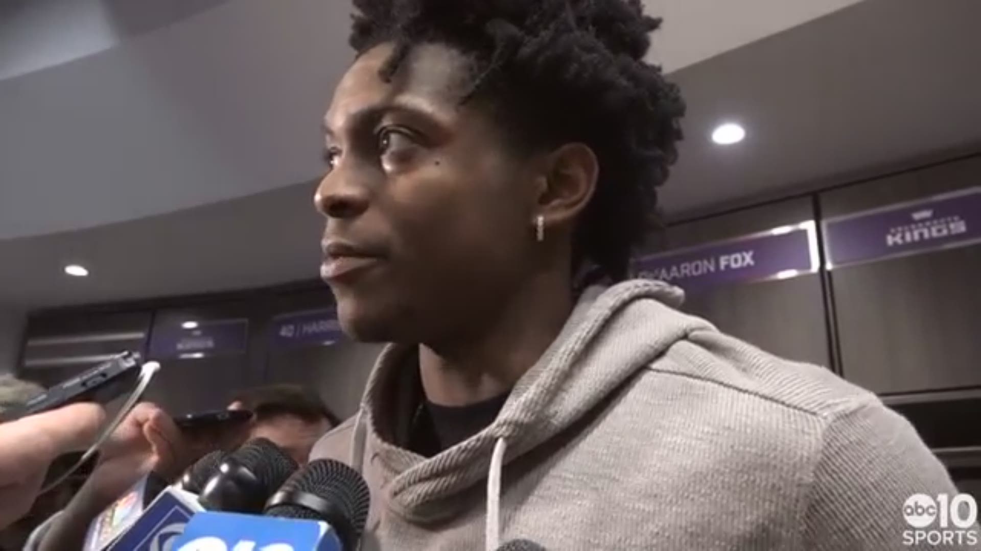 Kings point guard De'Aaron Fox talks about the sloppy start to Friday's game against the Heat, the challenge of incorporating four new players into the team, the debut of Harrison Barnes and Alec Burks, playing against Dwyane Wade for the final time and getting the 29th win of the season with the victory over Miami.