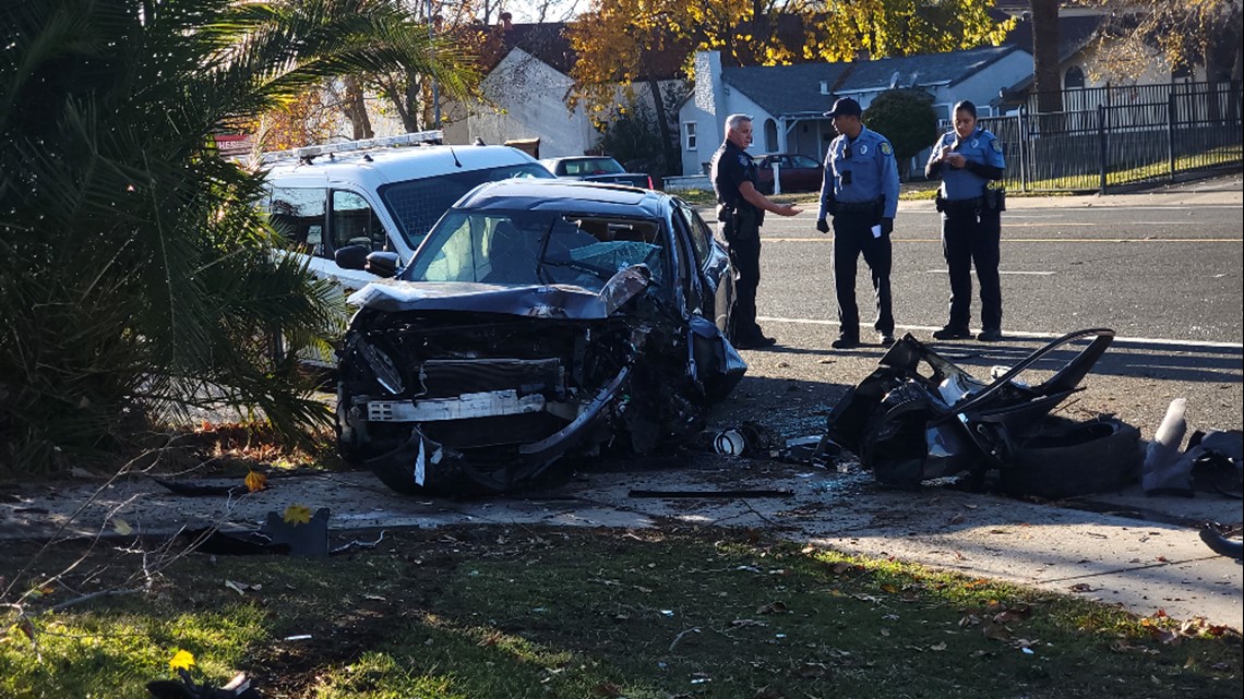 2 taken to hospital after car crashes into parked CSI vehicle | abc10.com