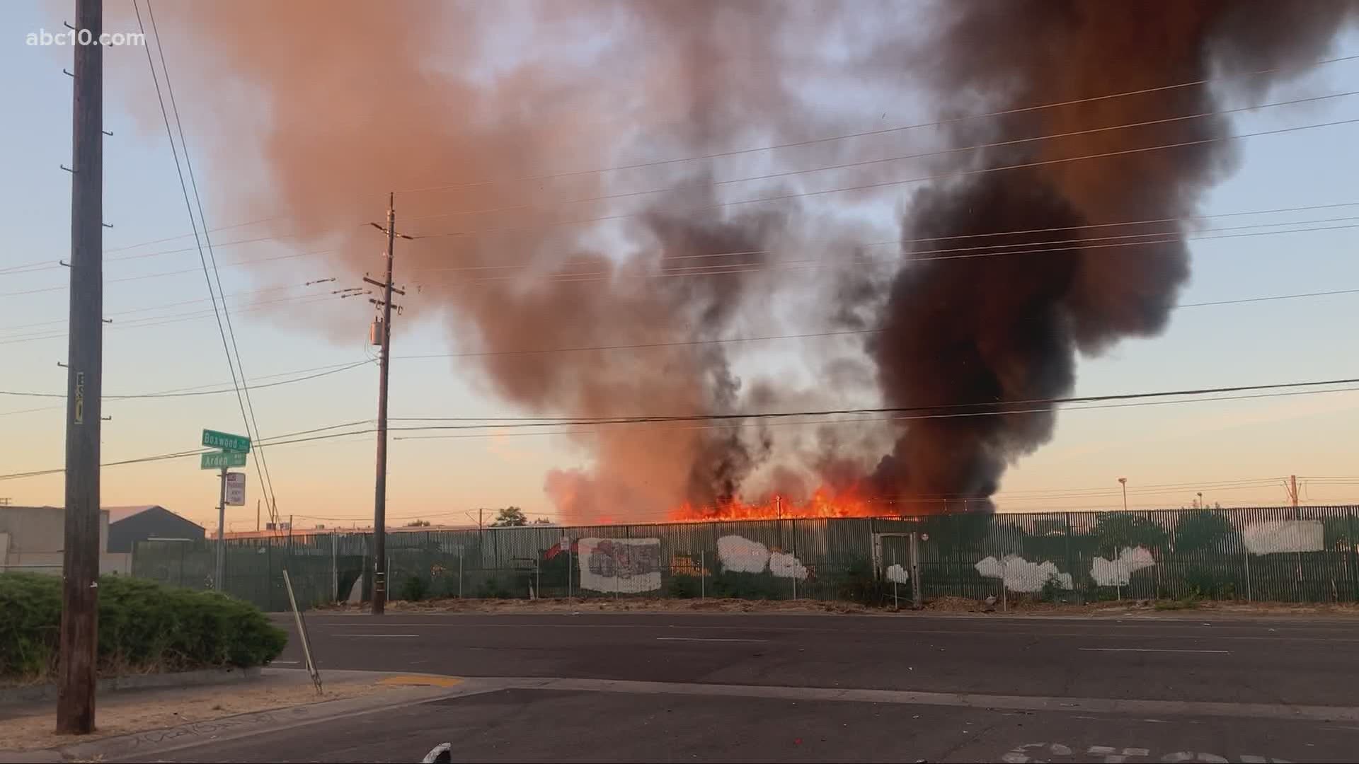 Sacramento warehouse fire near Arden Way
