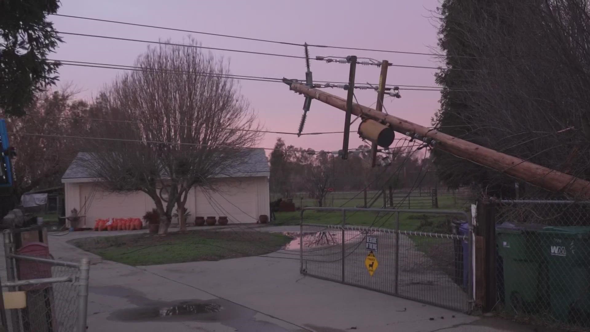 Powerlines and poles fell onto one Wilton family's home, causing them to worry about damages, but many residents say they are not heeding the evacuation order.