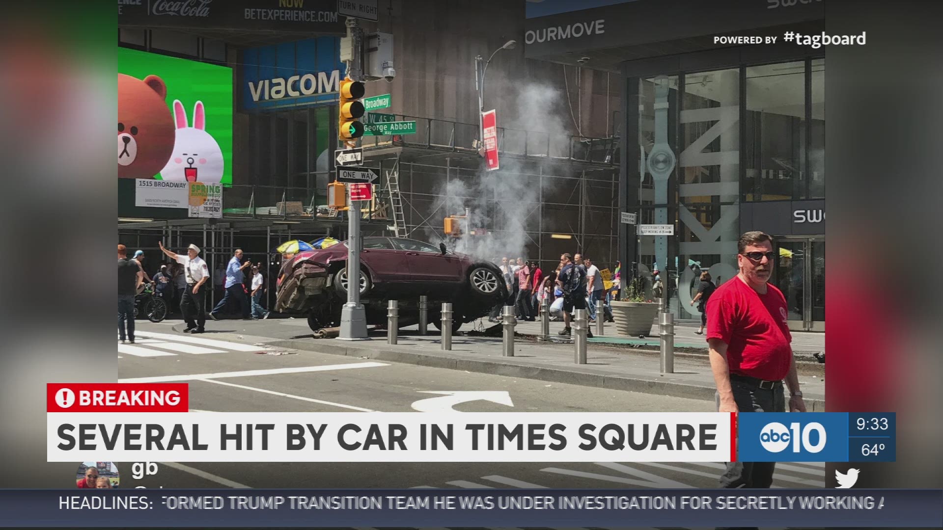 A car plowed into a crowd of people in NYC's Time Square Thursday. One person died, at least a dozen others were injured. ABC10's Dina Kupfer has the breaking news report.
